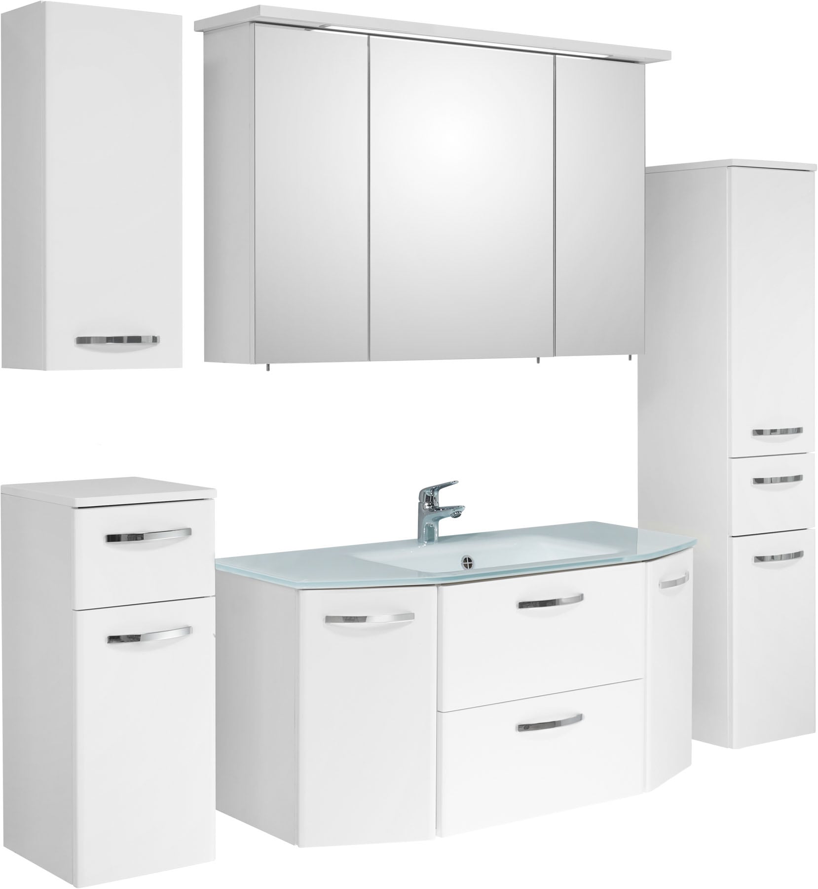 Saphir Badmöbel-Set "Quickset 326, 6-teilig, mit Glaswaschtisch" 6 Stk. tlg.
