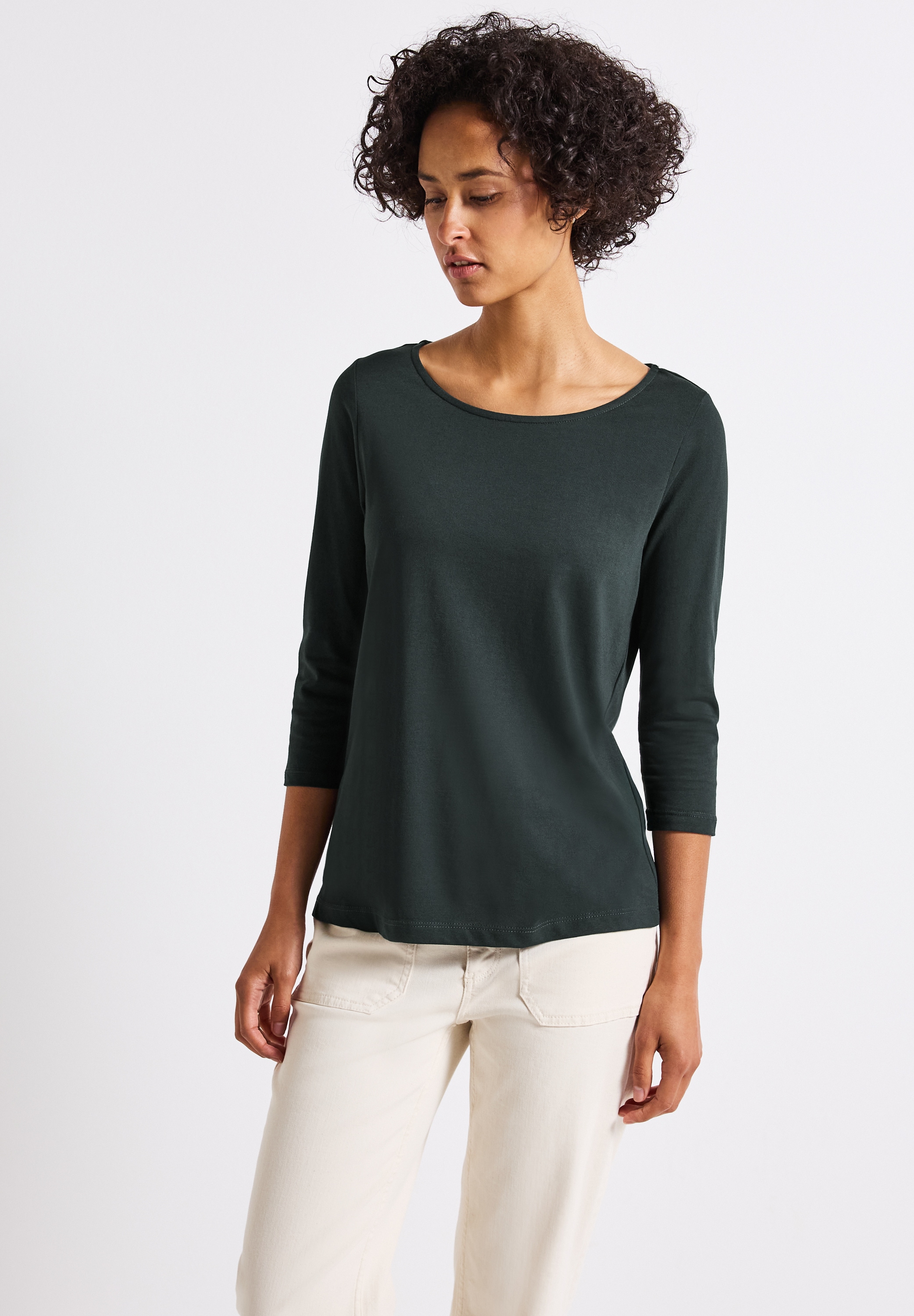 STREET ONE Langarmshirt, aus Baumwolle mit Stretchante günstig online kaufen