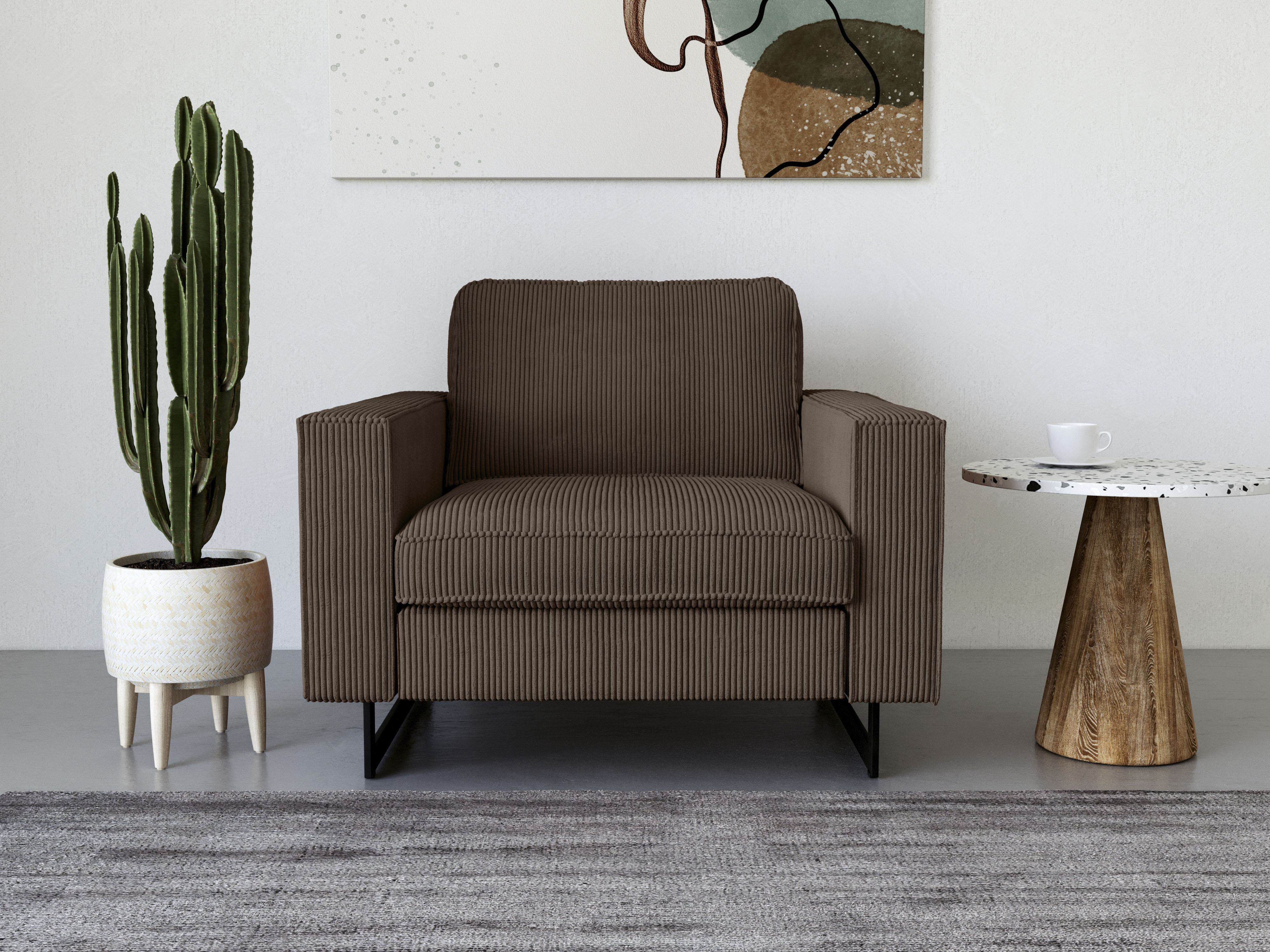 OTTO home Loveseat "Pinto 105 cm, Cord, Chenille, Lederoptik" mit Keder, Metallfüßen und auch in Cord Bezug erhältlich