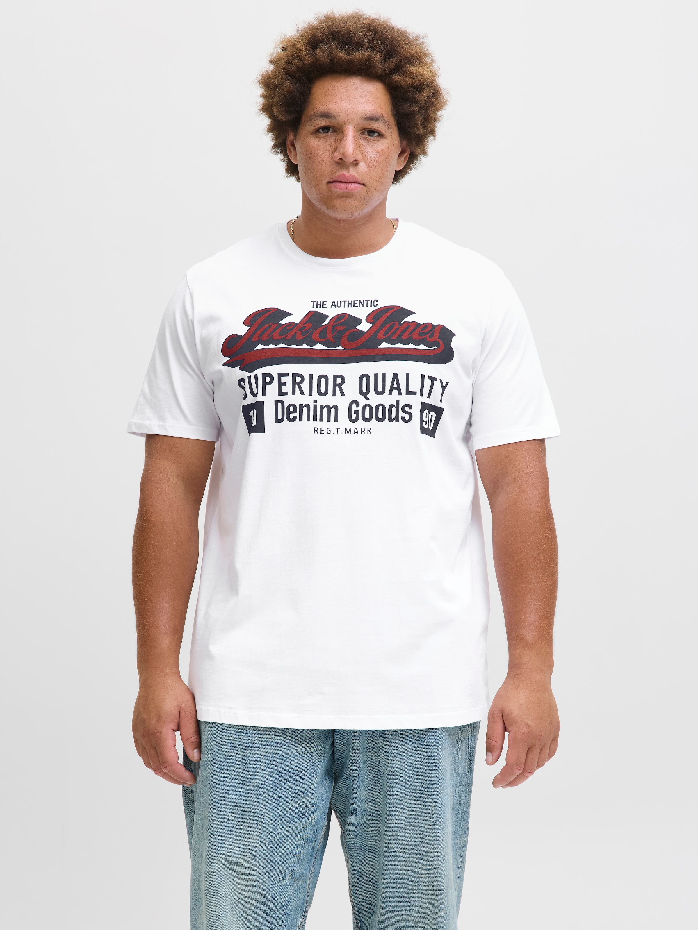 Jack & Jones PlusSize T-Shirt »JJELOGO TEE SS 2 COL AW25 3PK MP PLS«, (Packung, 3 tlg.)