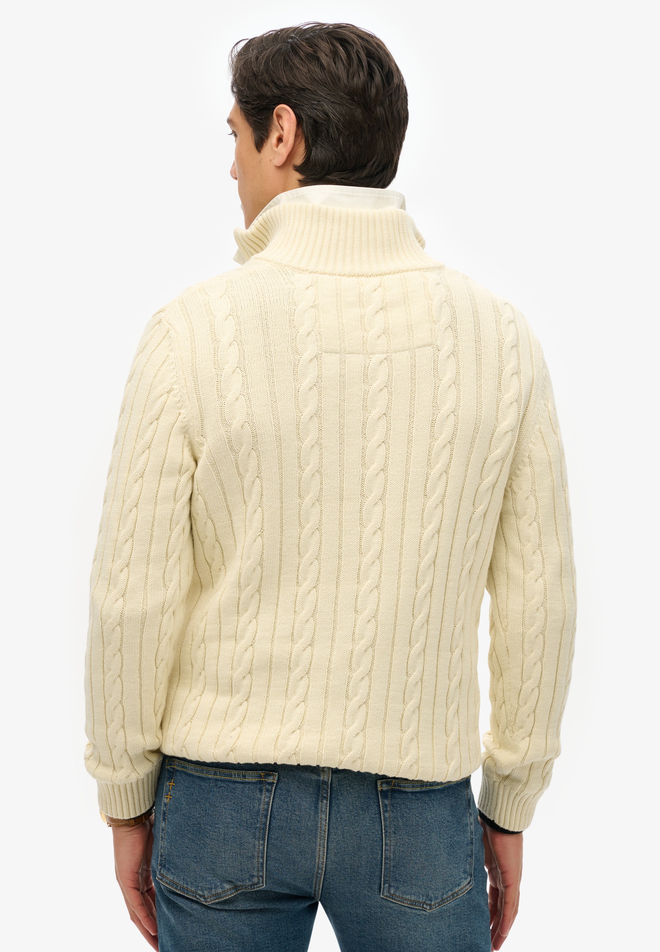 Superdry Troyer »PREPPY COTTON CABLE HALF ZIP« Baumwolle, slim fit