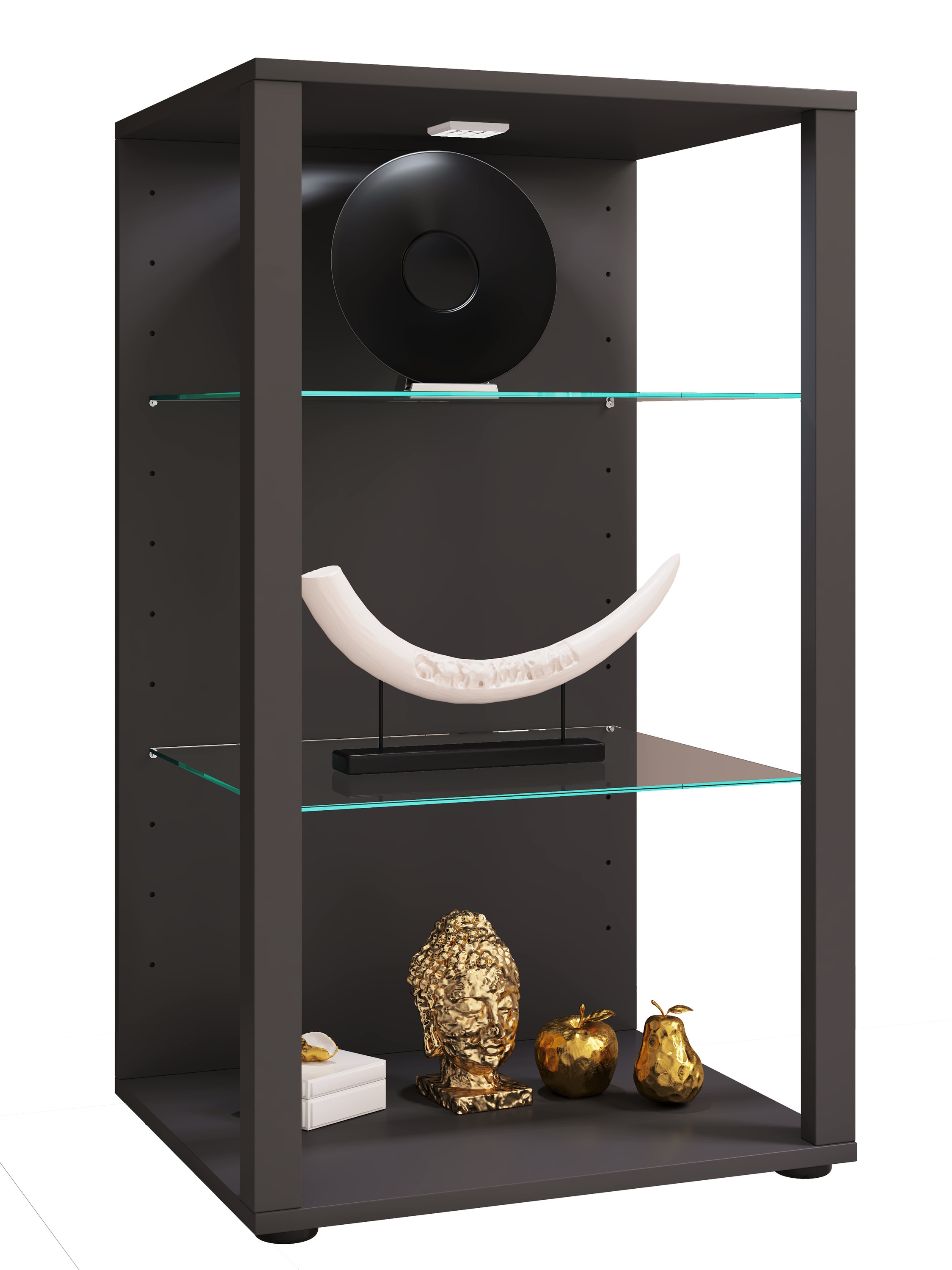 VCM Vitrine »VCM Glasvitrine stehend | Vitrine Glas mit ESG-Sicherheitsglas | Maße ca .H. 90 x B. 52 x T. 44 cm | Standvitrine Glas | Modern und platzsparend | Glas Vitrinenschrank ¿ Glasol XL«, (1 St.)