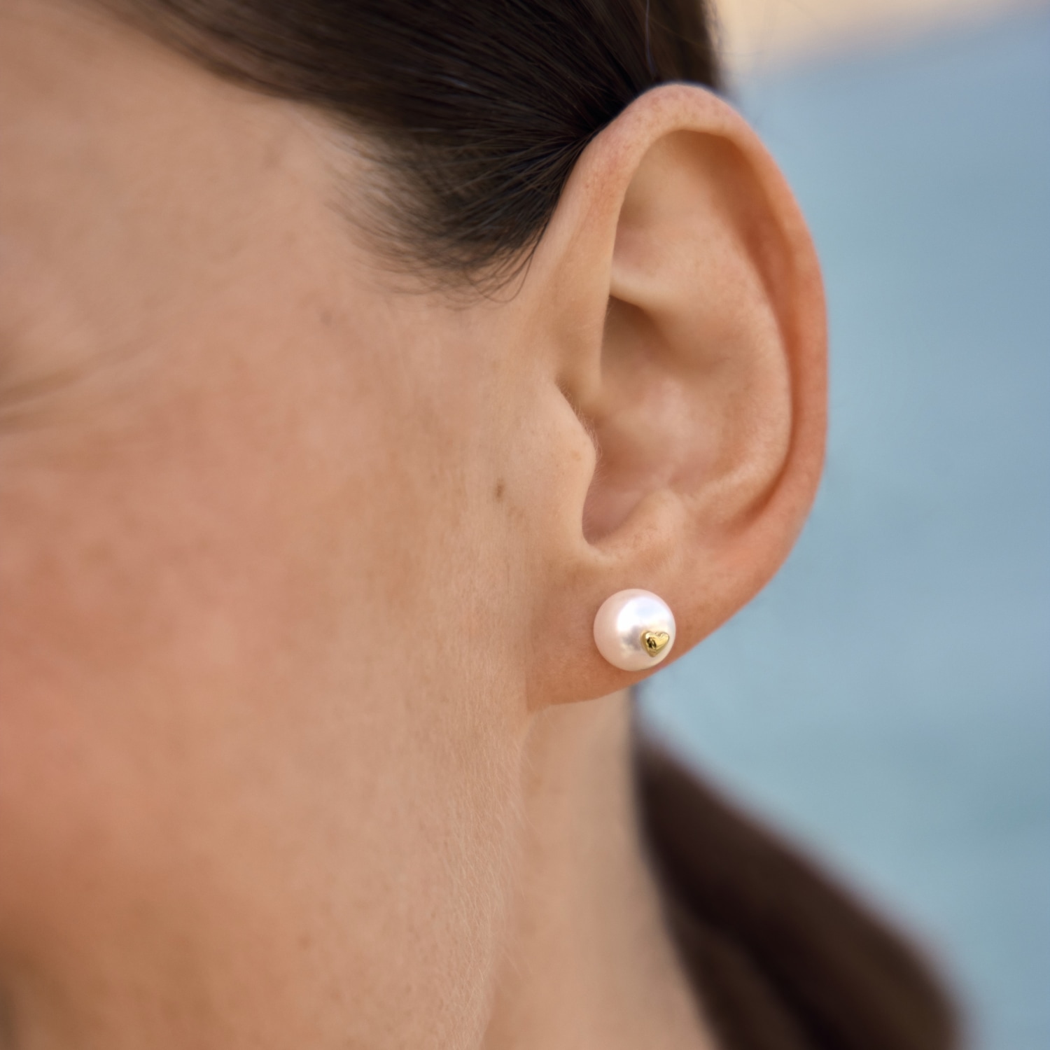 Amor Paar Ohrstecker »Herzen« mit Muschelkernperle