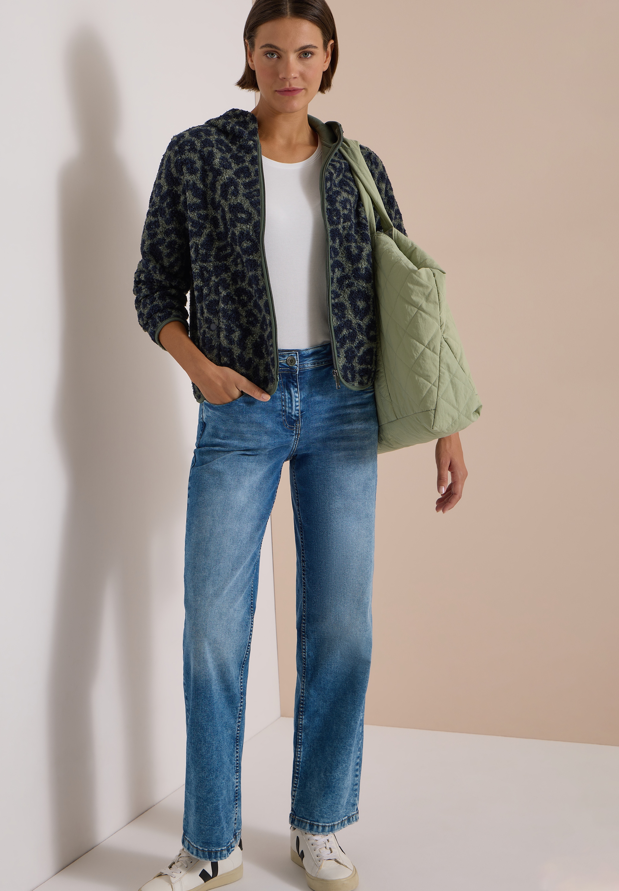 Cecil Kapuzenplüschjacke mit Kapuze mit Kapuze, Animal Print