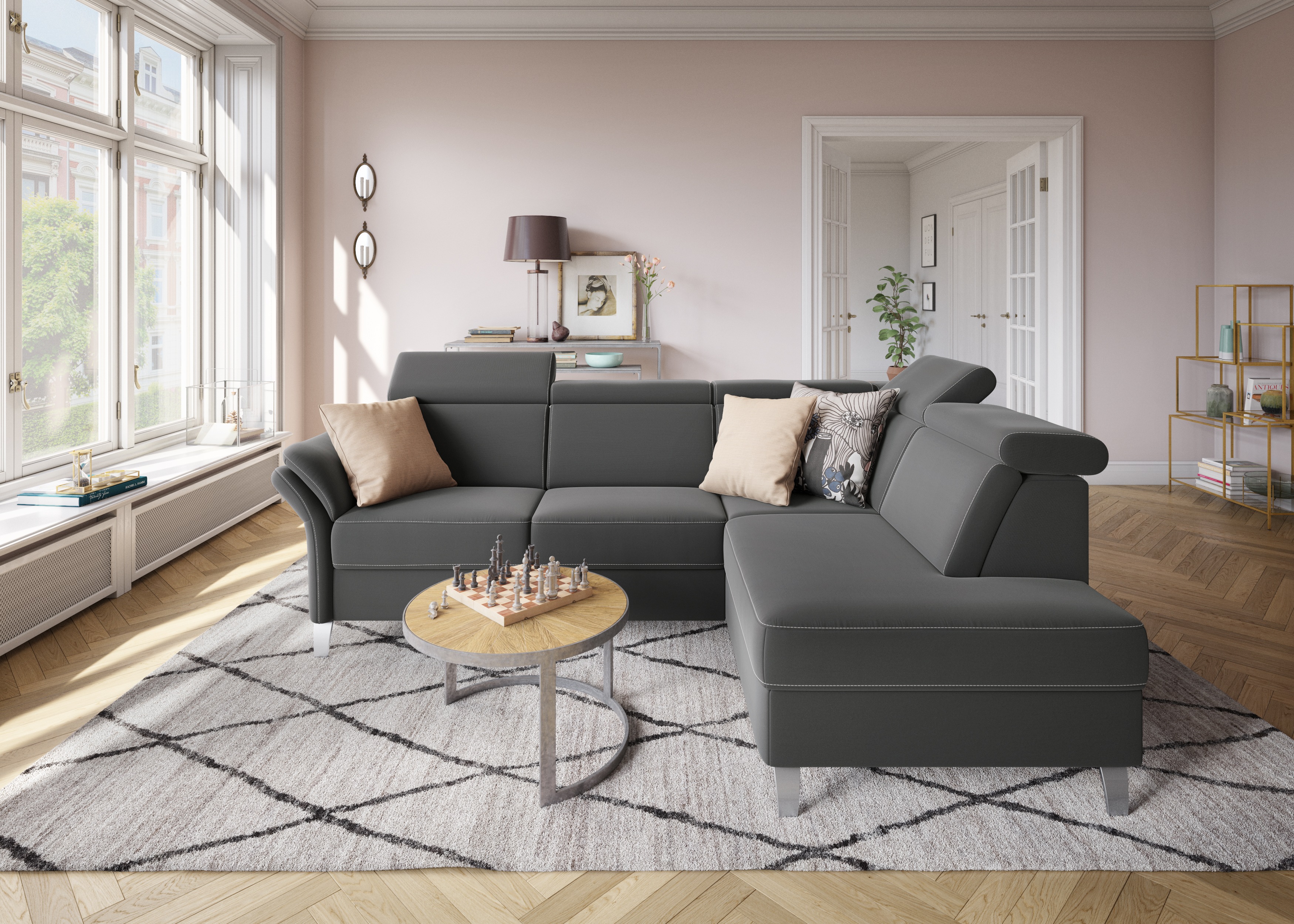 Thumbnail - sit&more Ecksofa "Vincenzo L-Form" inklusive Kopfteilverstellung, wahlweise mit Bettfunktion, Bettkasten