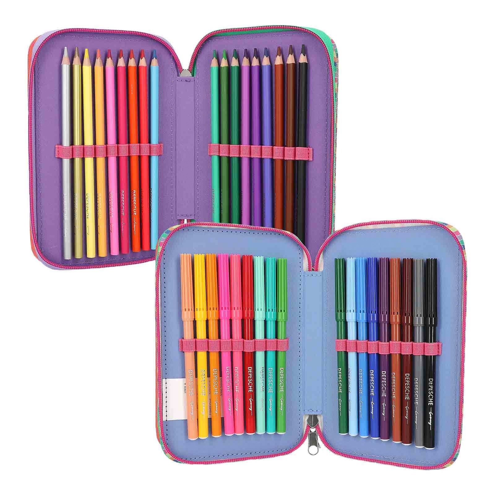 Depesche Buntstift »3-Fach Federtasche mit Stifte TOPModel 20,5 x 14,3 cm pink«