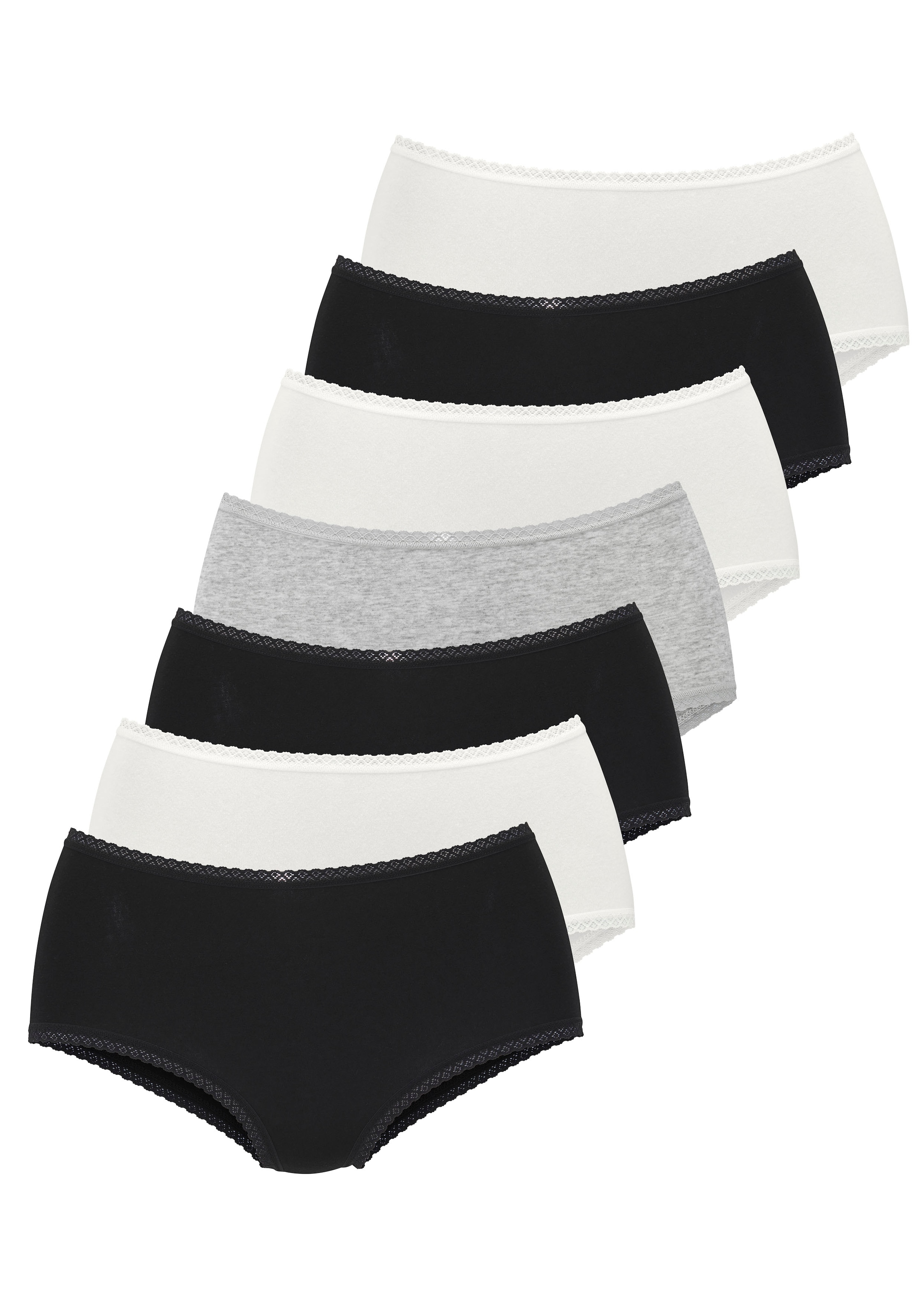 Vivance 7er-Pack, aus weicher Baumwollqualität mit feiner Spitzeneinfassung