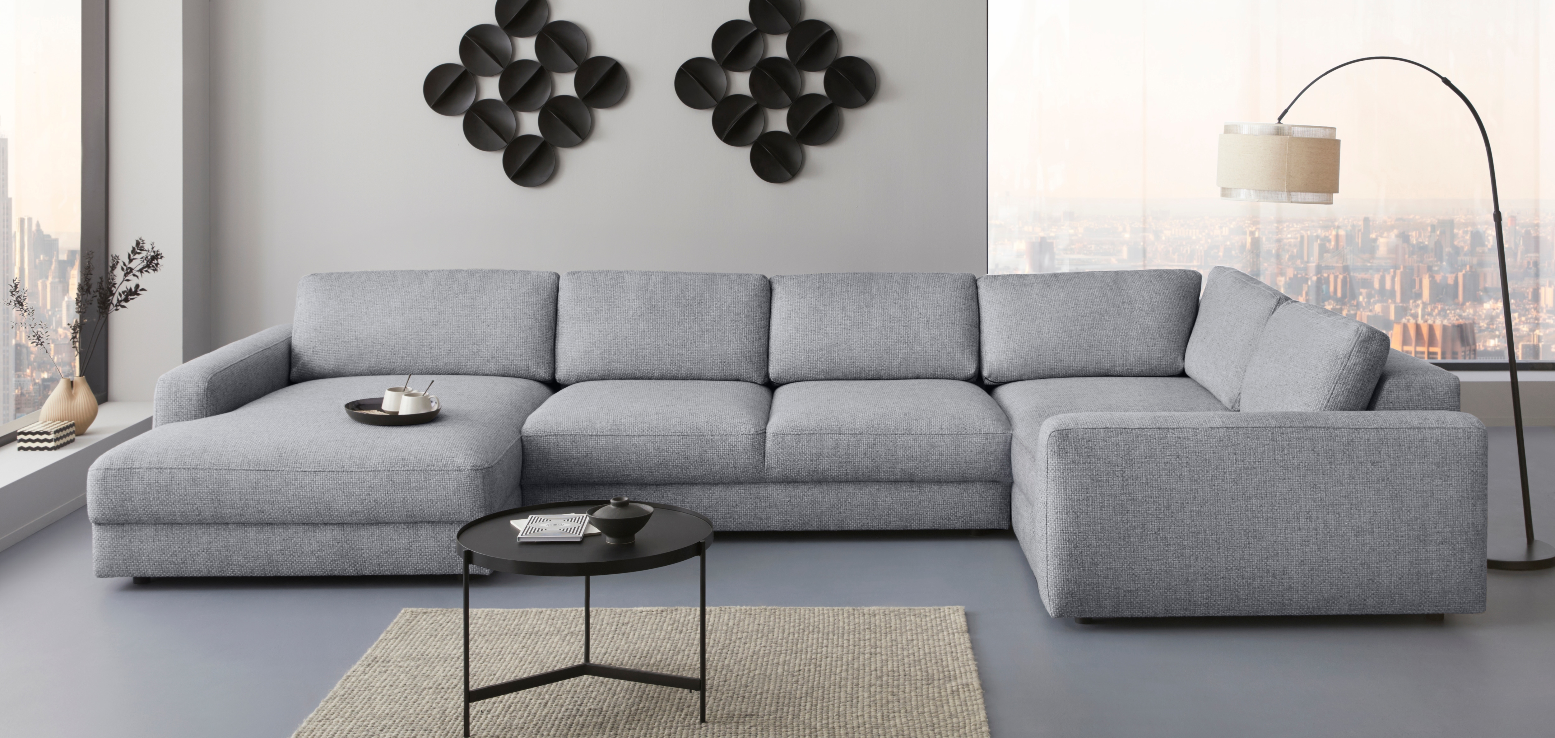 Home affaire Wohnlandschaft "Bloomfield, Mega Polsterecke, Breite 390cm, viel Platz, U-Form" In verschiedenen Größen bestellbar