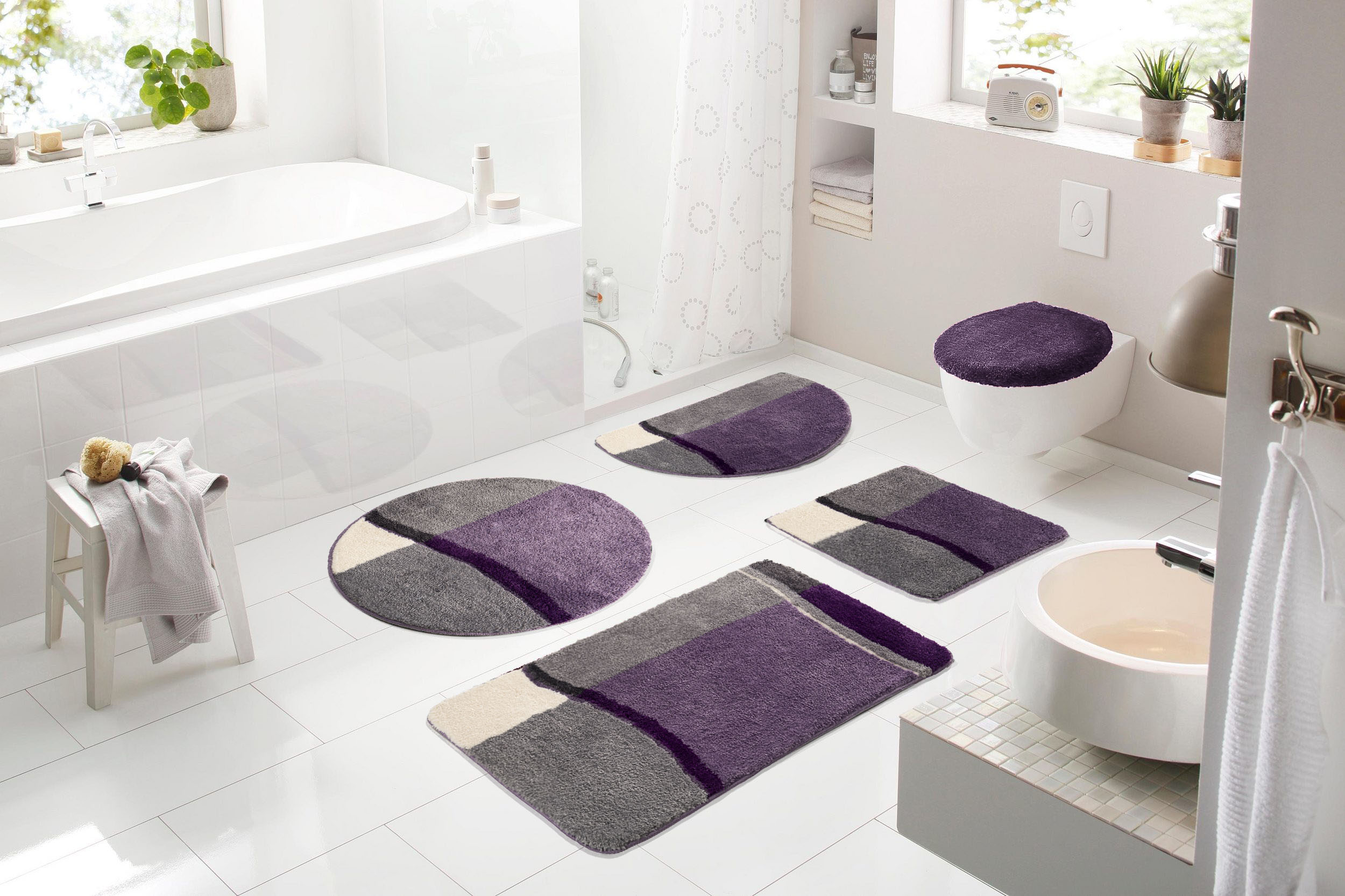 Thumbnail - my home Badematte "Belio, Badvorleger, Badezimmer Teppich", rutschhemmend beschichtet, fußbodenheizungsgeeignet-schnell ...