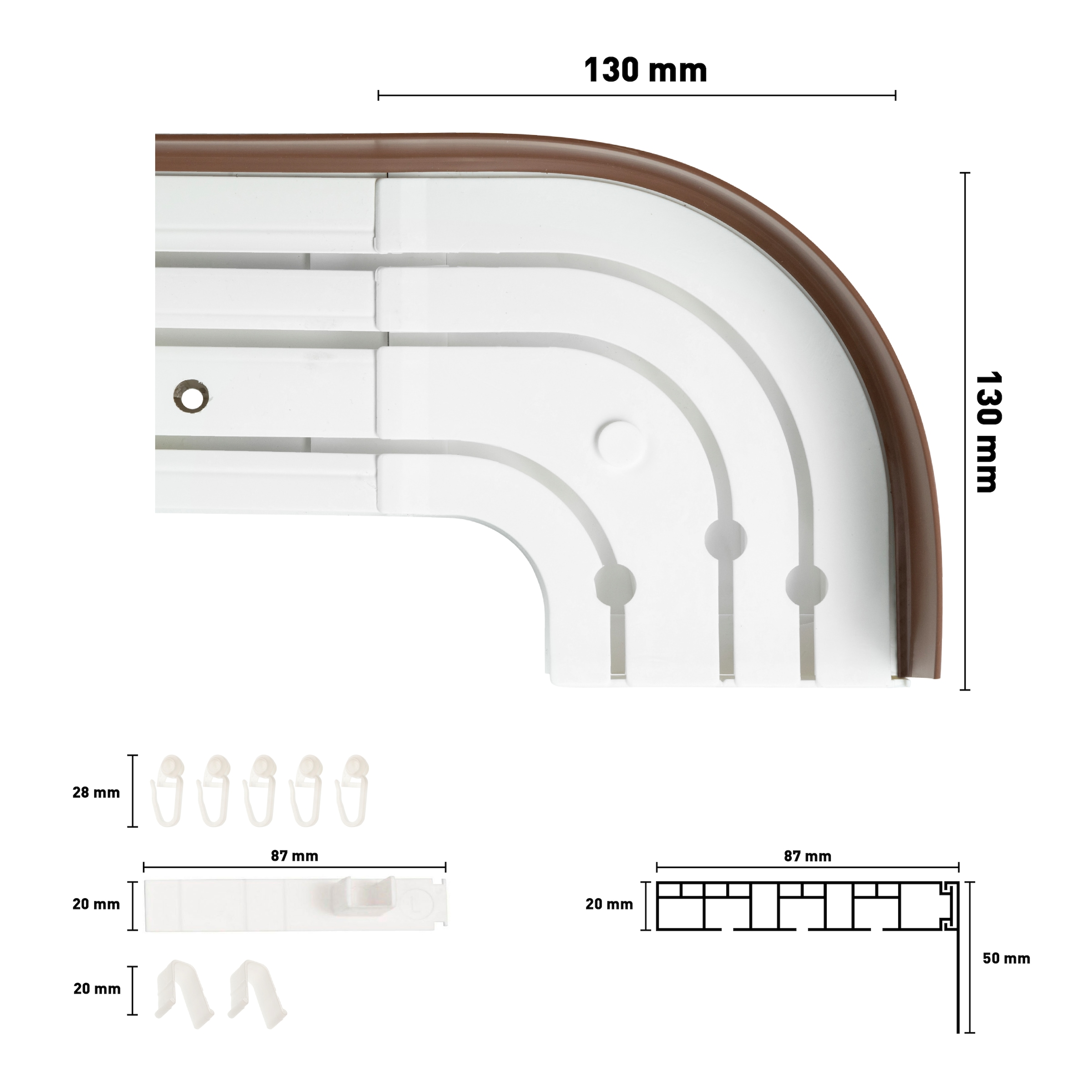 SN DECO GROUP Gardinenschiene »SH3«, 3 läufig-läufig, Fixmaß, mit Blende 5 cm