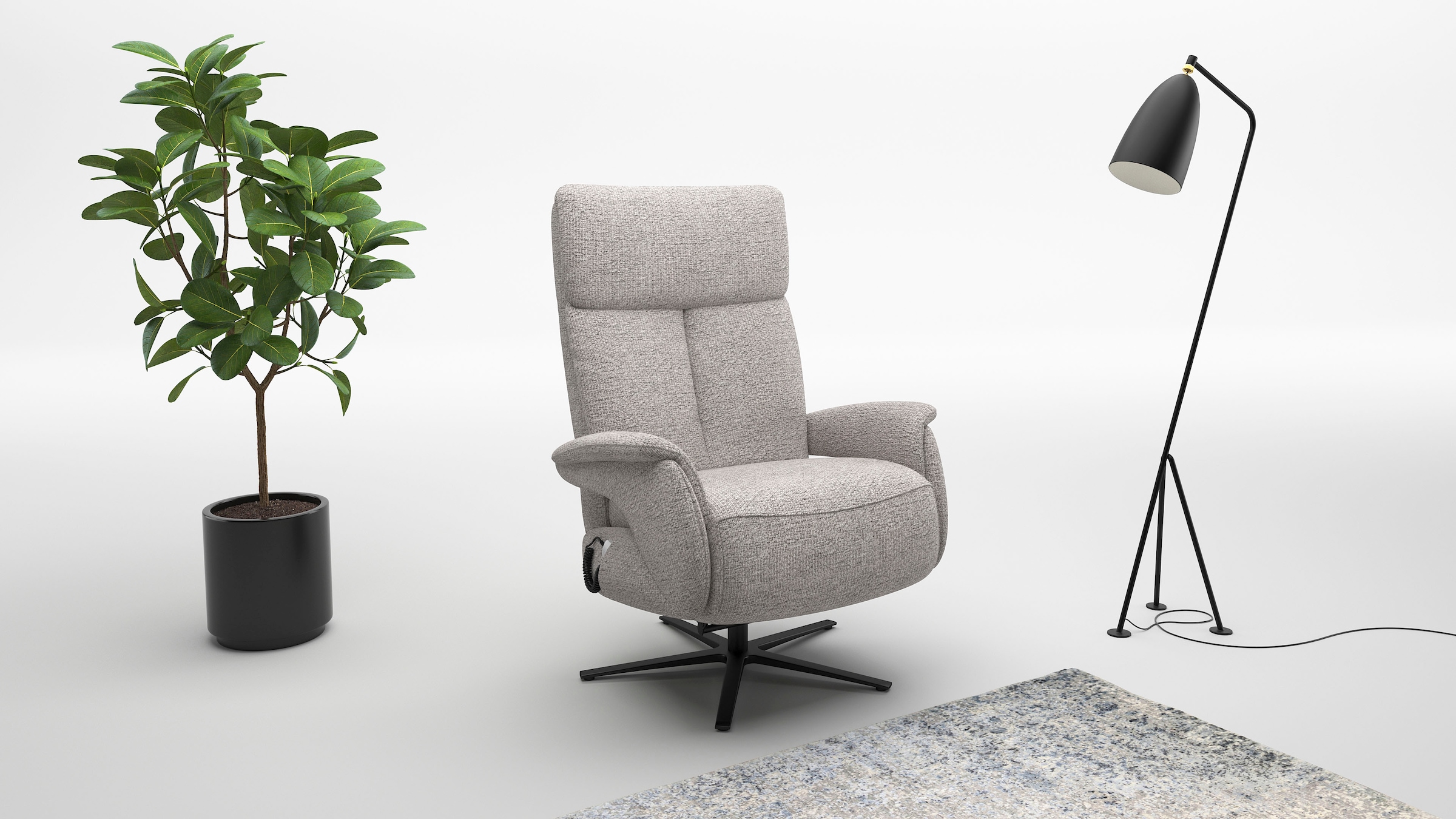 TV-Sessel SIT & MORE "Triple Seven Xtra large, bis 200kg belastbar, mit Herz-Waage Funktion", silber, B:86cm H:113cm T:86cm, 100%Polyester, Sessel, inkl. Kopfteil- & Drehfunktion, wahlweise mit Akku und Aufstehhilfe