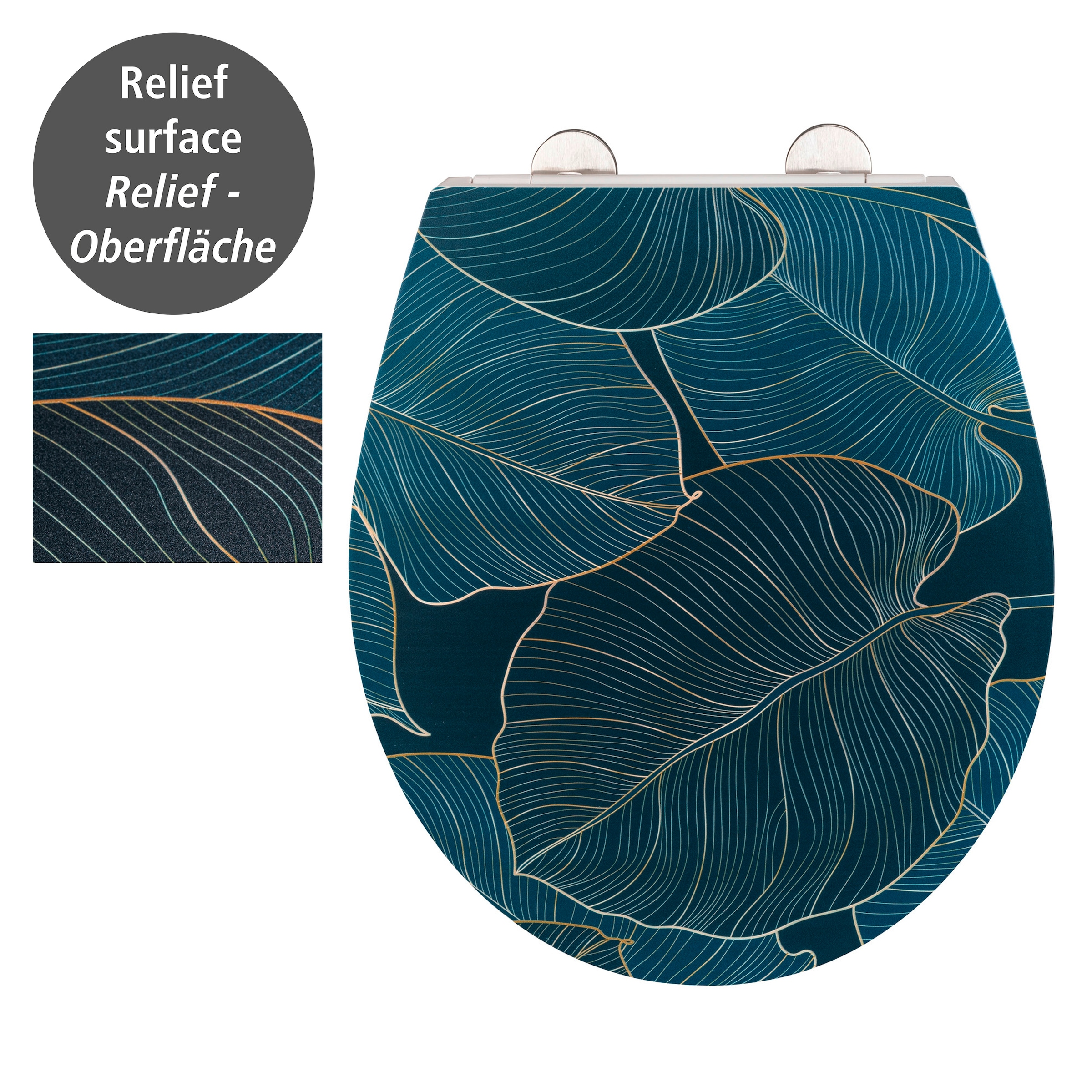 WENKO WC-Sitz »Big Leaves«, mit Relief, aus antibakteriellem Duroplast