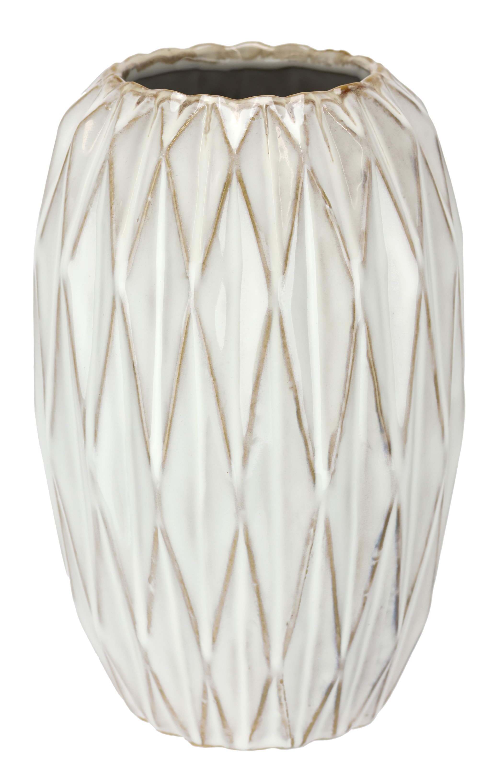 I.GE.A. Dekovase "Vase aus Keramik" Blumentopf geriffelt Zylinderform Übert günstig online kaufen