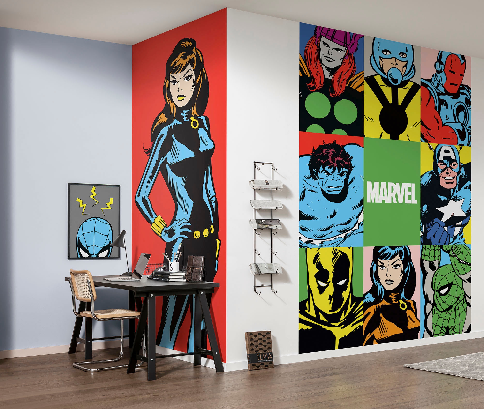 Komar Vliestapete »Digitaldruck Vlies -  Marvel PowerUp Team - Größe 150 x 250 cm« bedruckt glatt Kinderzimmer