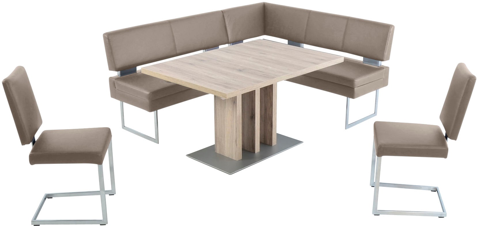 K+W Komfort & Wohnen Essgruppe, (4 tlg.), langer Schenkel links oder rechts, 2 Freischwinger, 1 Funktionstisch