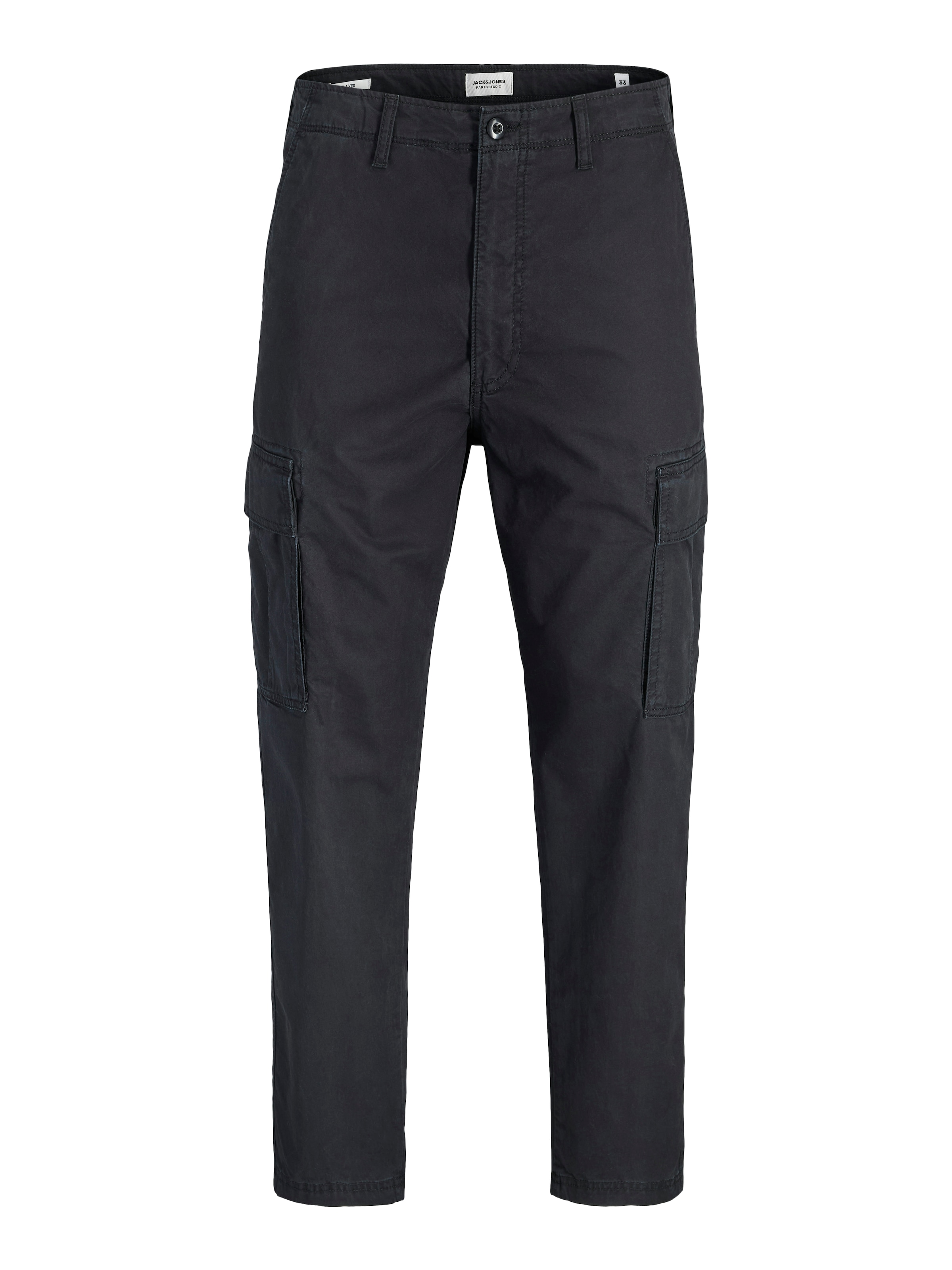 JACK & JONES Herren Cargohose "JPSTKANE FRANK CARGO NOOS"schwarz, Gr. 32, unifarben, Web, Obermaterial: 98% Baumwolle, 2% Elasthan, Hosen