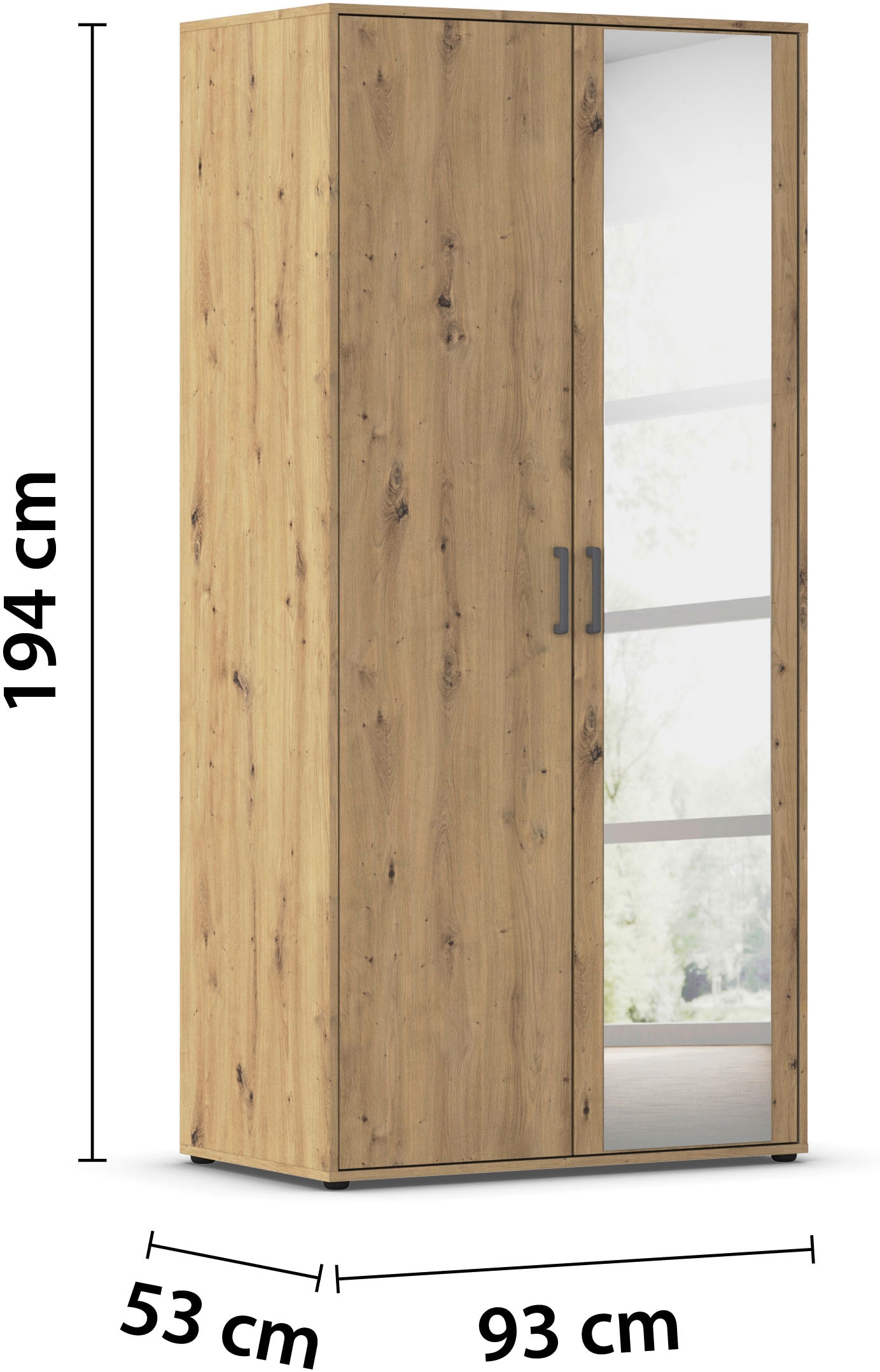 rauch Drehtürenschrank »Kleiderschrank Schrank Garderobe Wäscheschrank VOYAGER« in 3 verschiedenen Ausstattungen BASIC/CLASSIC/PREMIUM,  mit modernen Griffen in Graumetallic und Spiegel