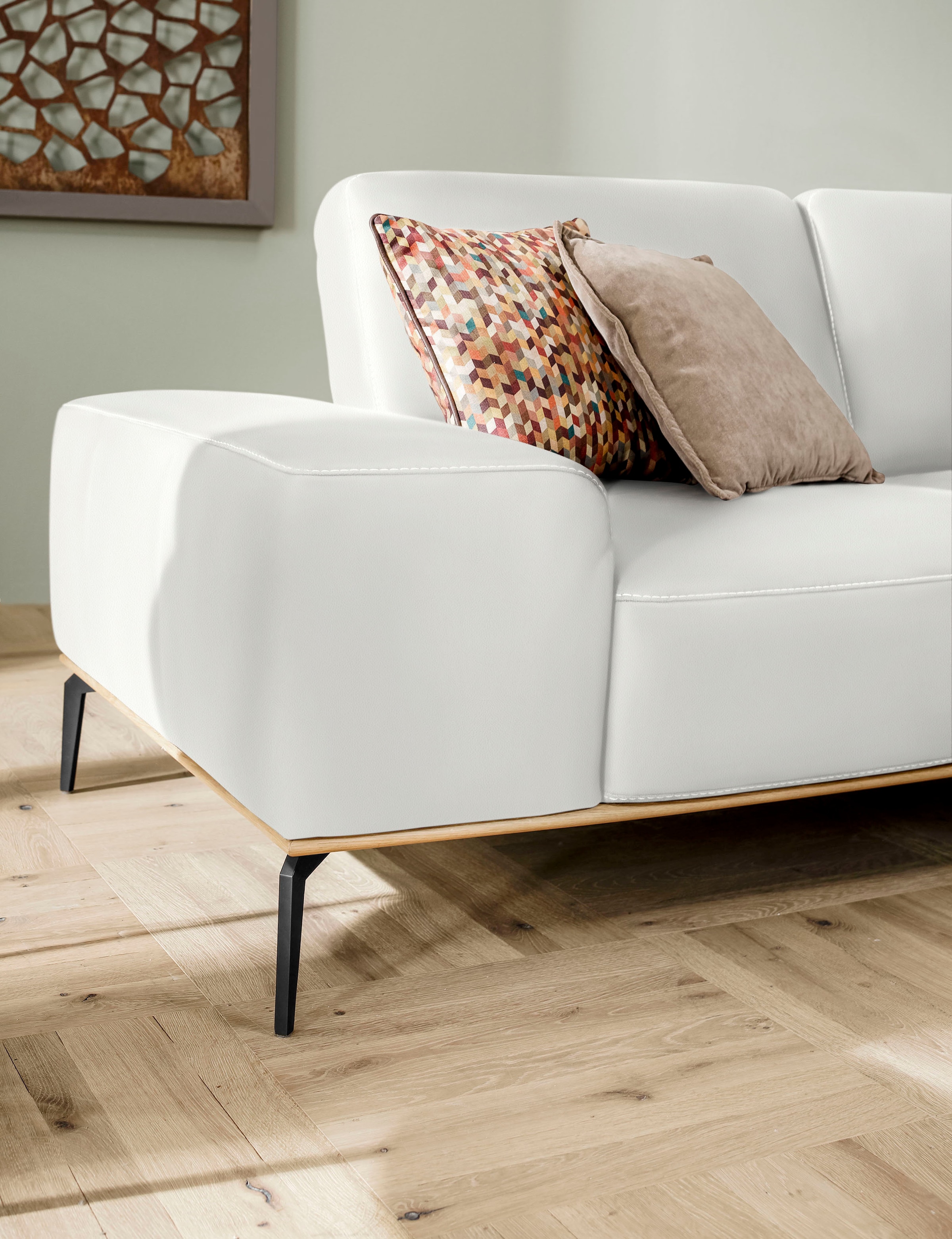 W.SCHILLIG Ecksofa »run, Designsofa mit tollem Sitzkomfort, bequem, L-Form«, mit Holzsockel, Füße in Schwarz pulverbeschichtet, Breite 299 cm