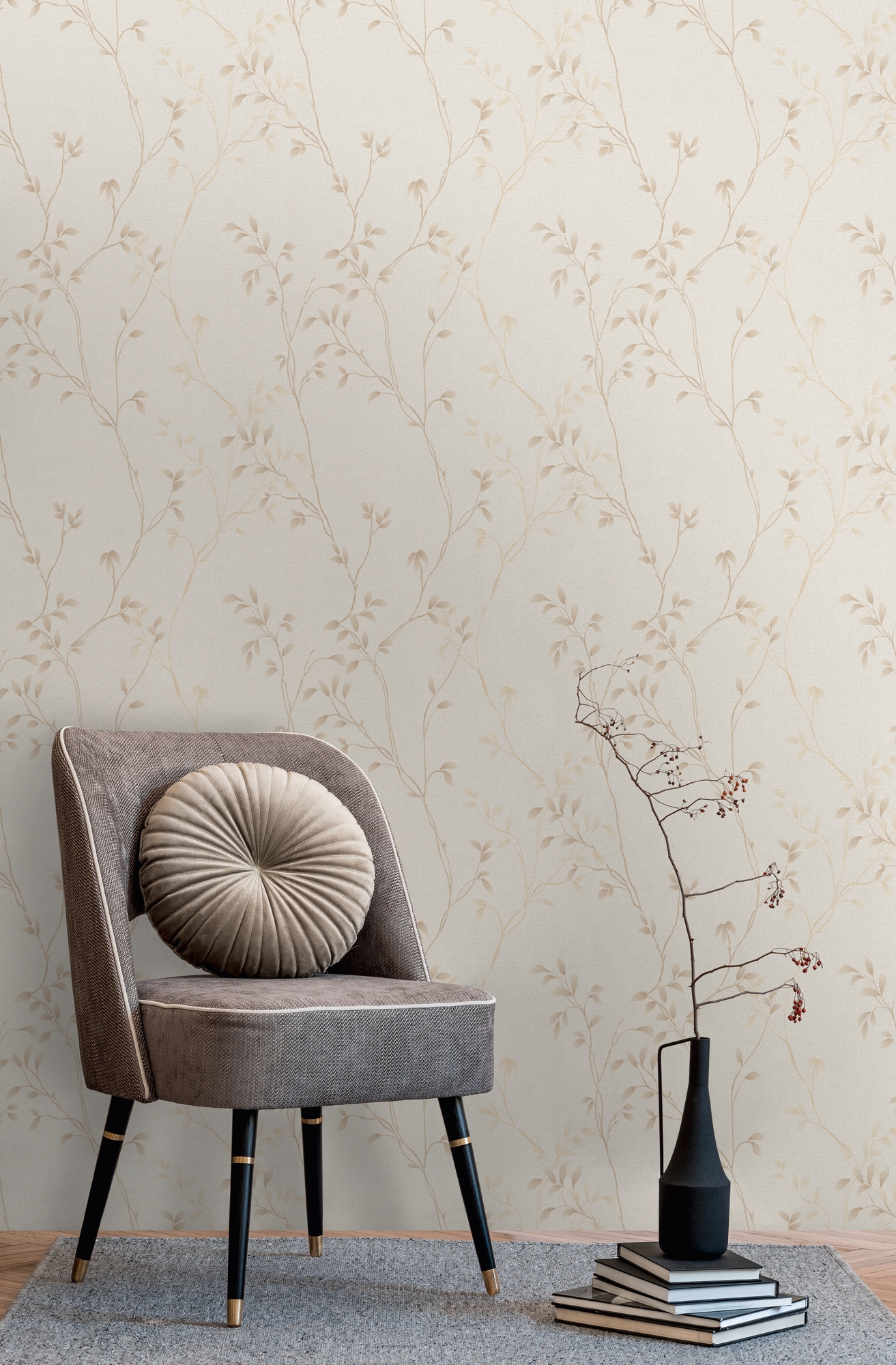 A.S. Création Vliestapete "Pure Elegance Tapete Mit Blätterranken Mustertapete Floral Blattmotiv" Matt Strukturiert Vliestapete Blatt-Motiv Für