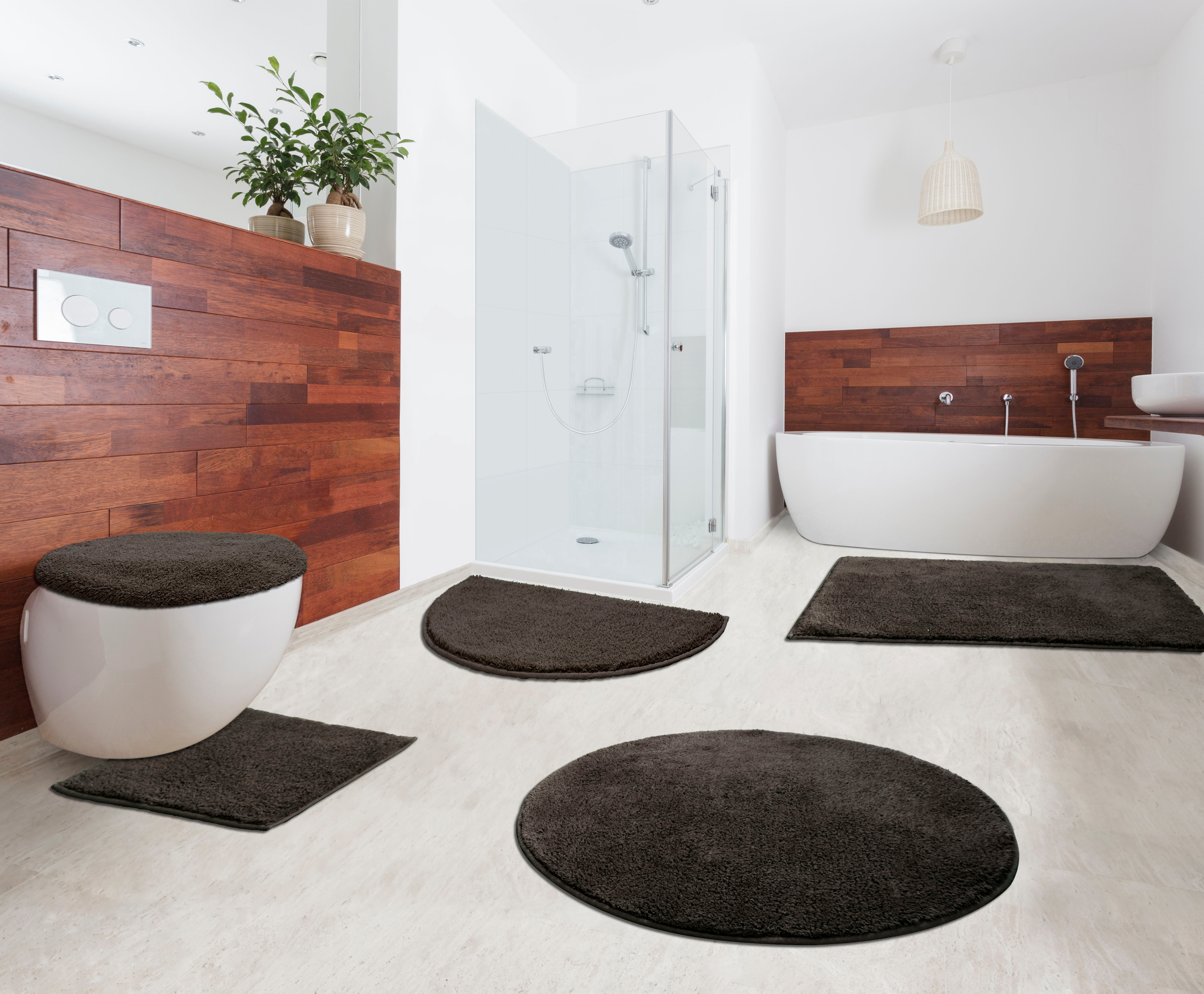 Thumbnail - my home Badematte "Maren, Badvorleger, Badezimmer Teppich" Höhe 15 mm rutschhemmend beschichtet fußbodenheizungsgeeignet...