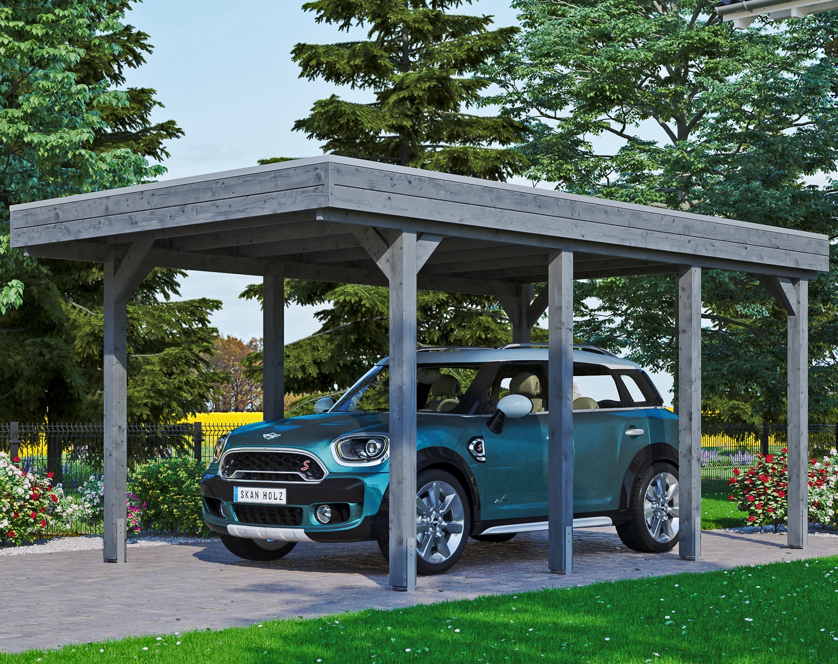 Skanholz Einzelcarport "Friesland" Massivholz 270 cm dunkelgrau