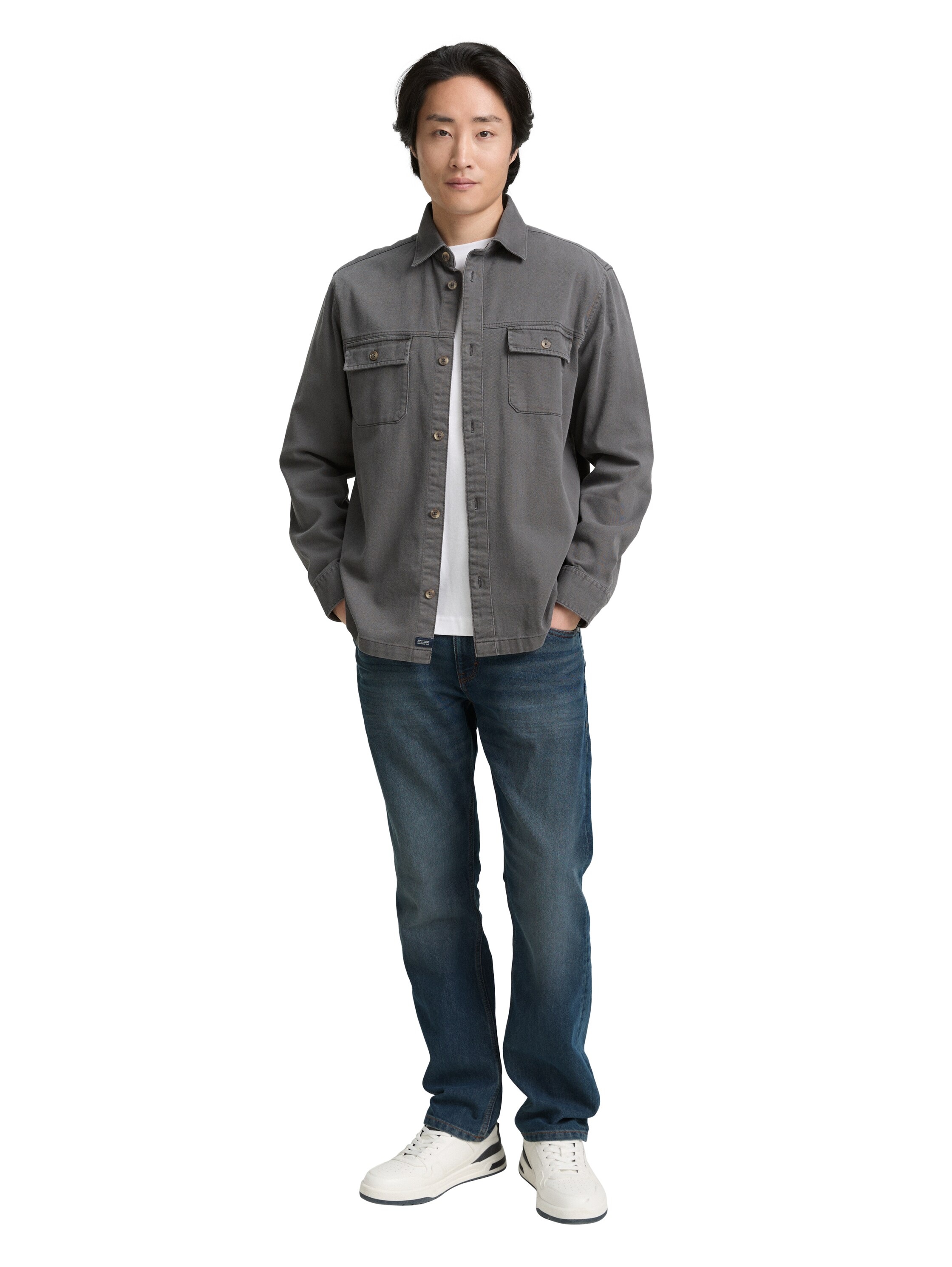 Straight-Jeans TOM TAILOR "MARVIN", Herren, Gr. 33, Länge 34, blau (mid stone blau grau denim34), Denim/Jeans, Obermaterial: 70% Baumwolle, 28% Polyester, 2% Elasthan, unifarben, straight fit knöchellang, Jeans Straight-Jeans, im Five-Pocket Style 3