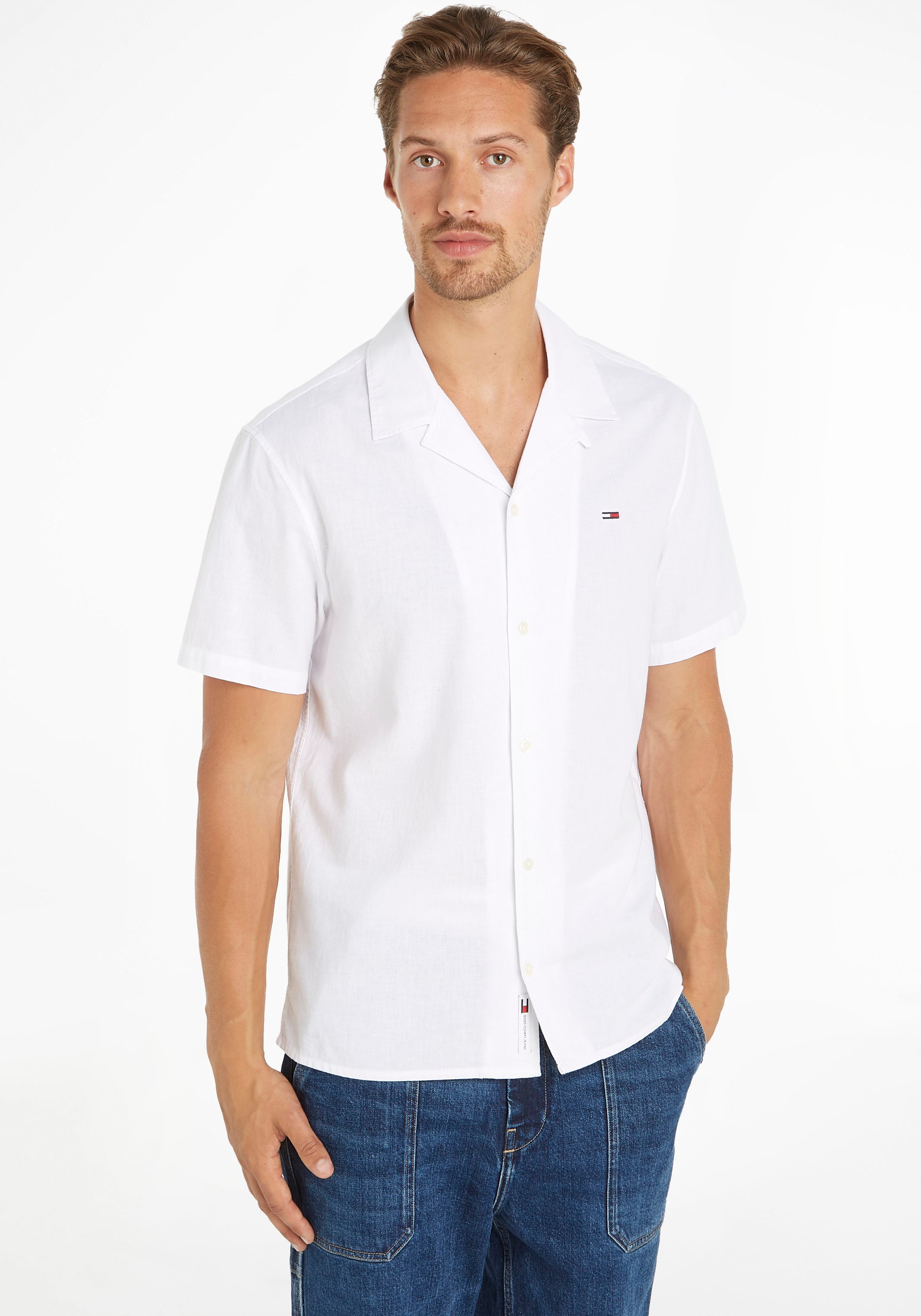 Tommy Jeans Kurzarmhemd »TJM LINEN BLEND CAMP SHIRT EXT«