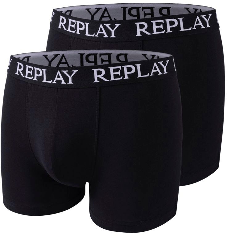 Replay Boxershorts "BOXER Style 01/C Basic Cuff Logo 2pcs Box", (Packung, 2er-), mit Logoschriftzug am elastischen Bund