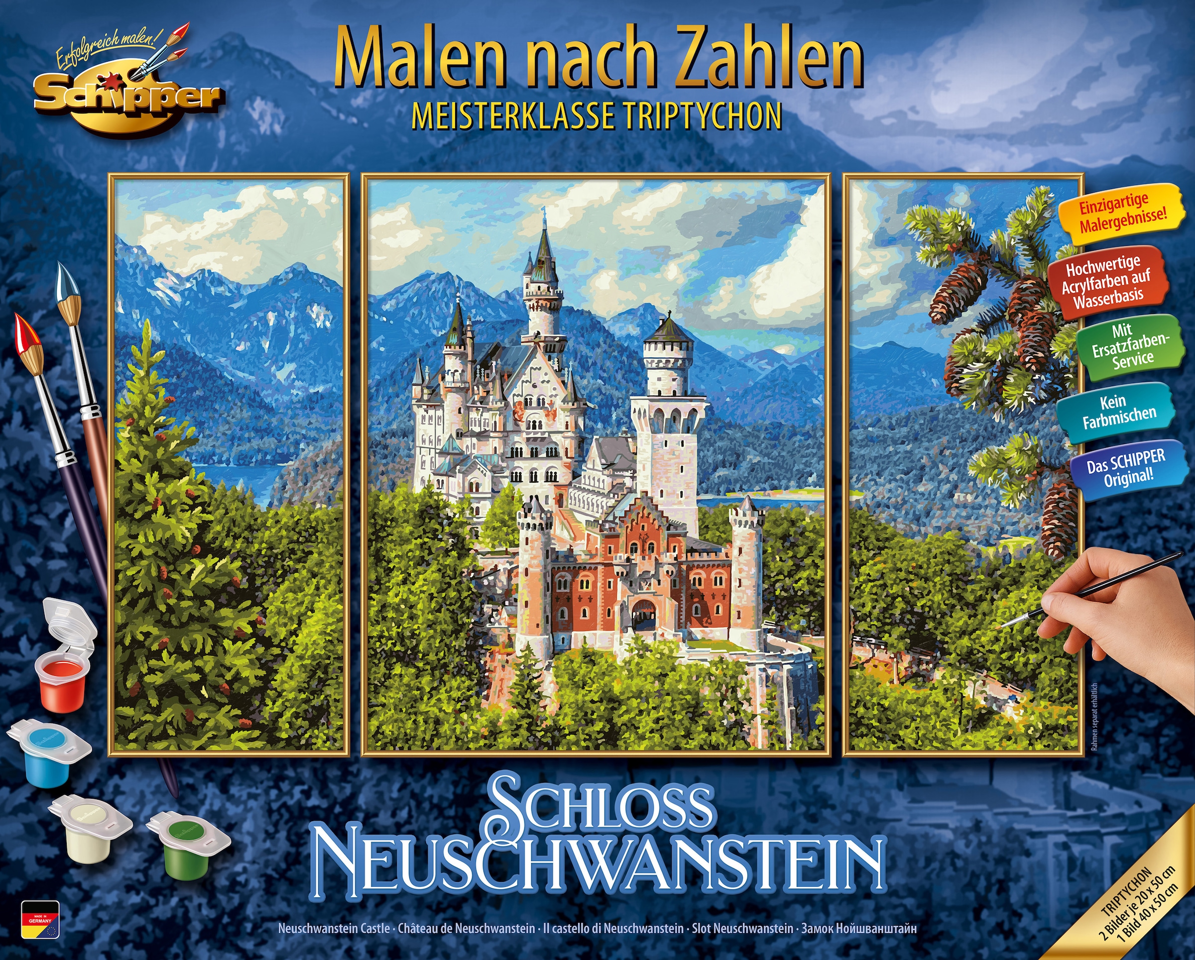 Triptychon in - Neuschwanstein«, Zahlen Schloss BAUR nach Malen | Germany »Meisterklasse Schipper Made