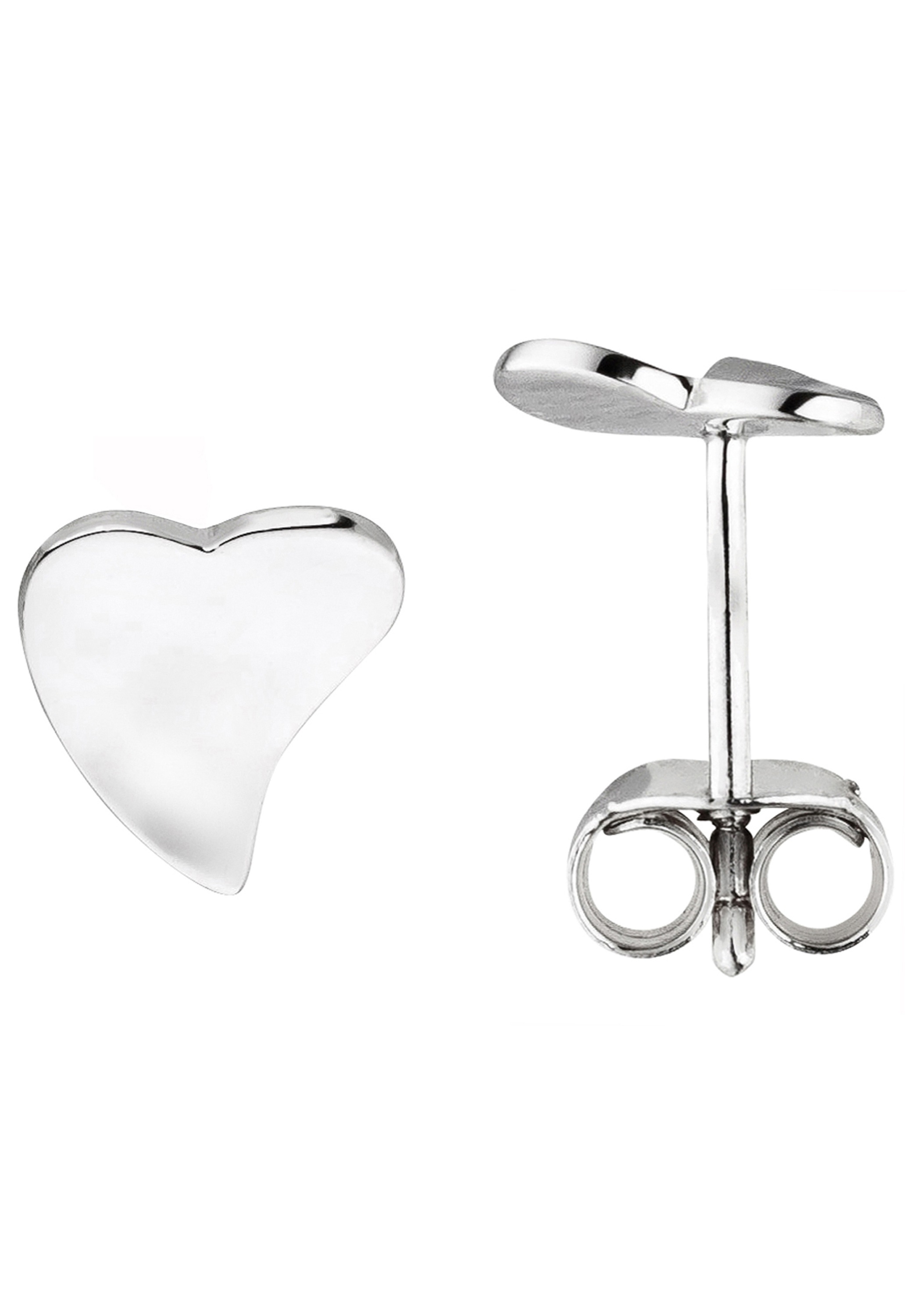 JOBO Heart Stud Earrings Silver 9mm