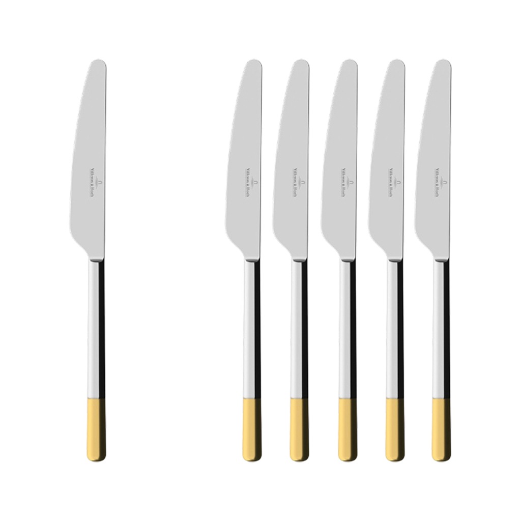Villeroy & Boch Tafelmesser "Tafelmesser Ella teilvergoldet 238 mm 6er Set silber-gold" Spülmaschinenfest