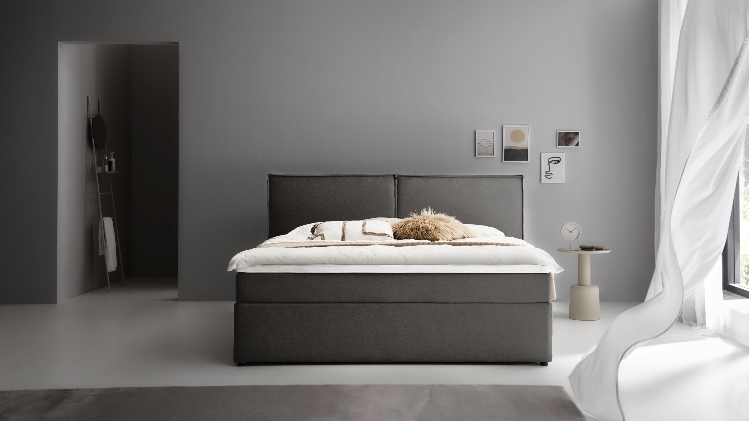 ATLANTIC home collection Boxbett "NIKITA" bodentiefes Bett, wahlweise mit Matratze und Topper