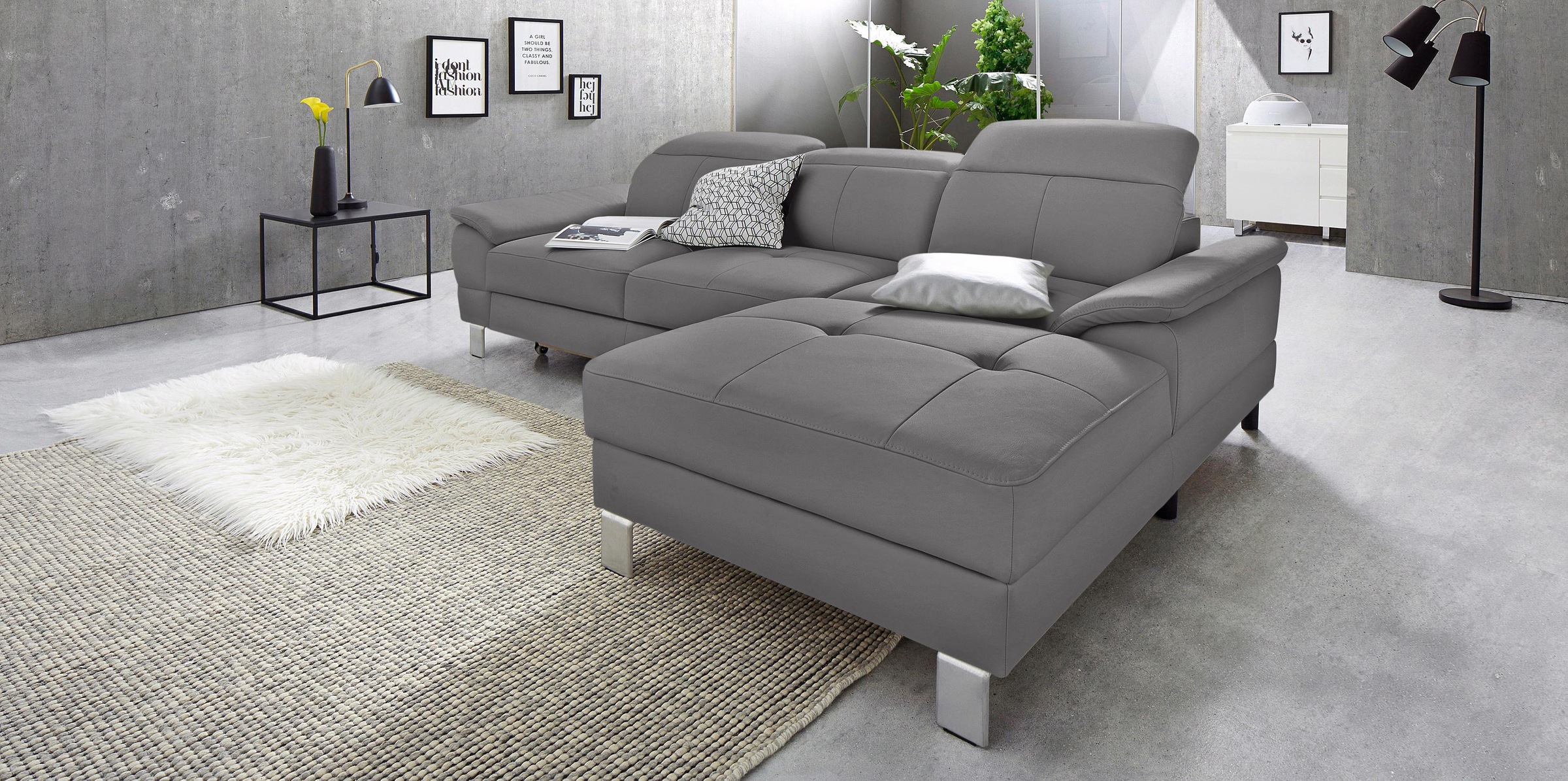 exxpo - sofa fashion Ecksofa »Mantua 2, inkl. Kopf- bzw. Rückenverstellung, bequem, L-Form«, wahlweise mit Bettfunktion und Bettkasten, tolle Verarbeitungsdetails