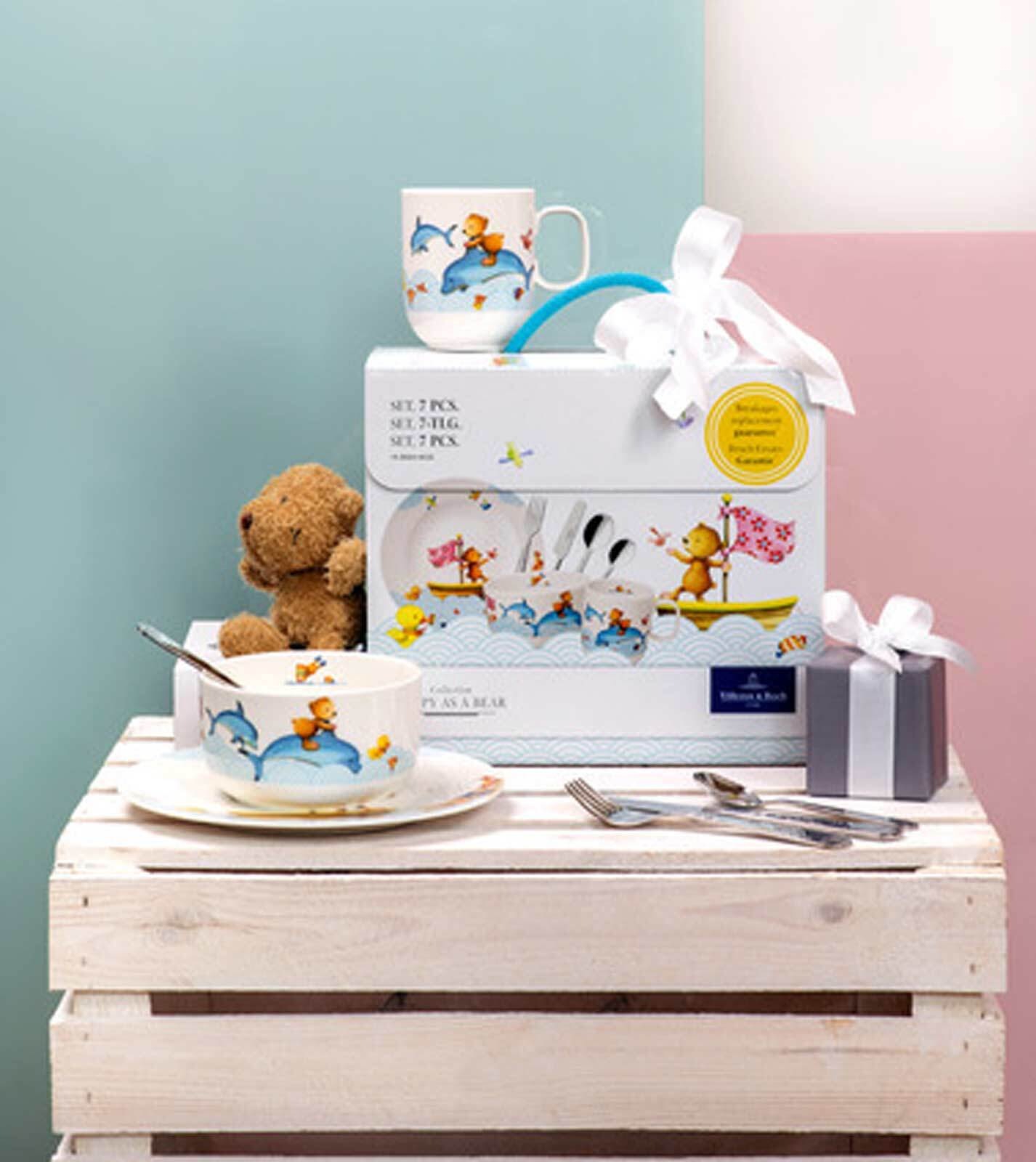 Villeroy & Boch Kindergeschirr-Set »Kindergeschirr Happy as a Bear 7er Set bunt« Spülmaschinenfest
