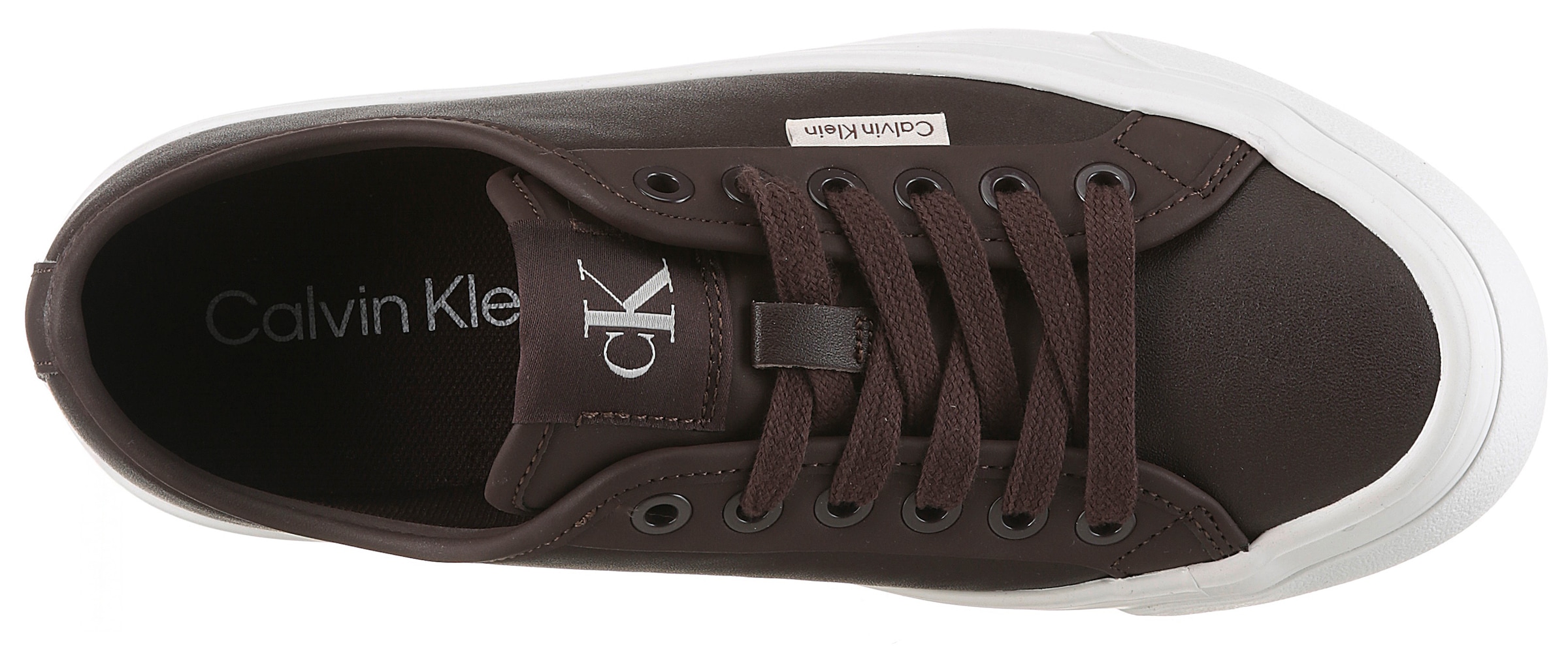 Calvin Klein Jeans Plateausneaker »VULC FLATF LACE UP LTH CK«, Schnürschuh, Halbschuh, Freizeitsneaker mit CK-Logo