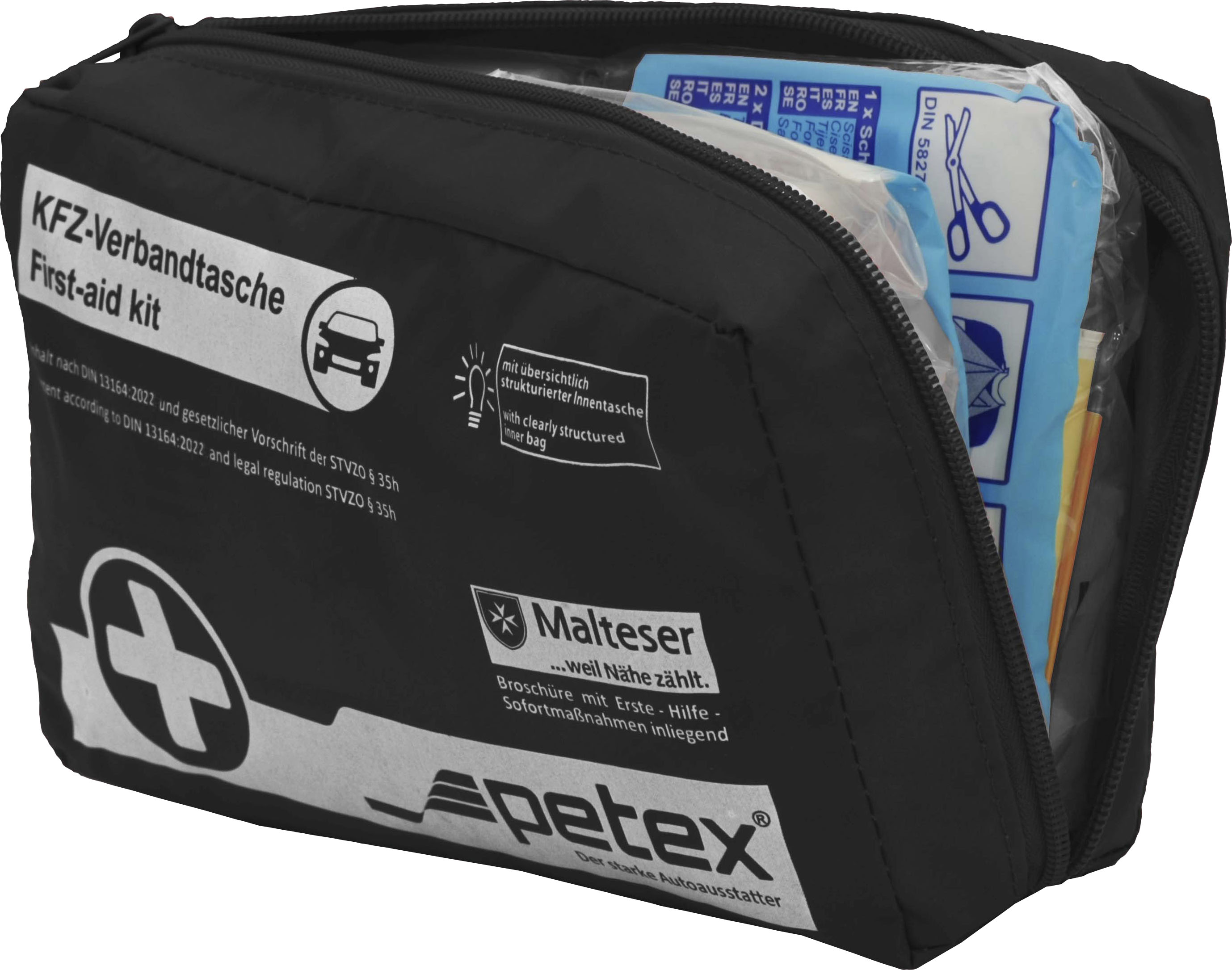 KFZ-Verbandtasche, mit Inhalt nach DIN 13164:2022