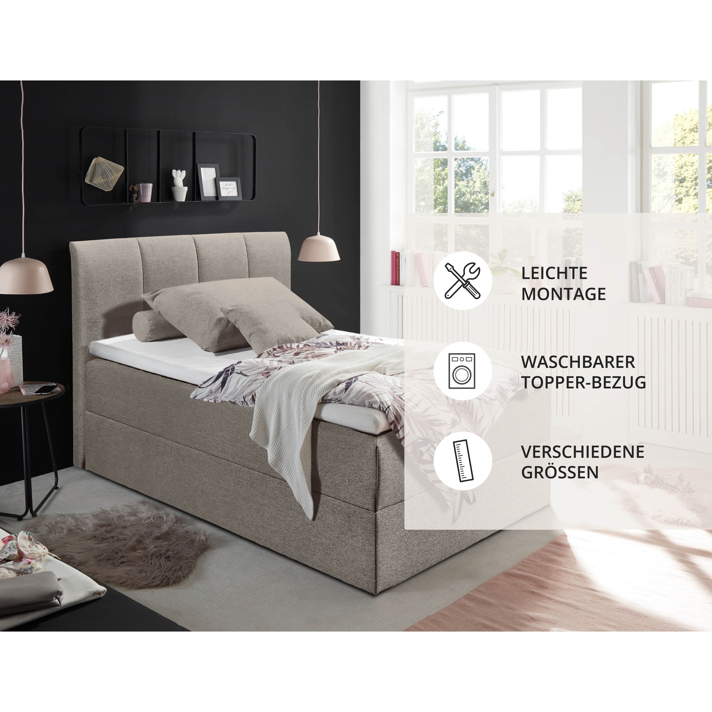 ED EXCITING DESIGN Boxbett »"Granada" OTTOs Choice, Topseller inkl. Bettkasten und Topper« erhältlich in den Größen 120x200cm & 180x200cm