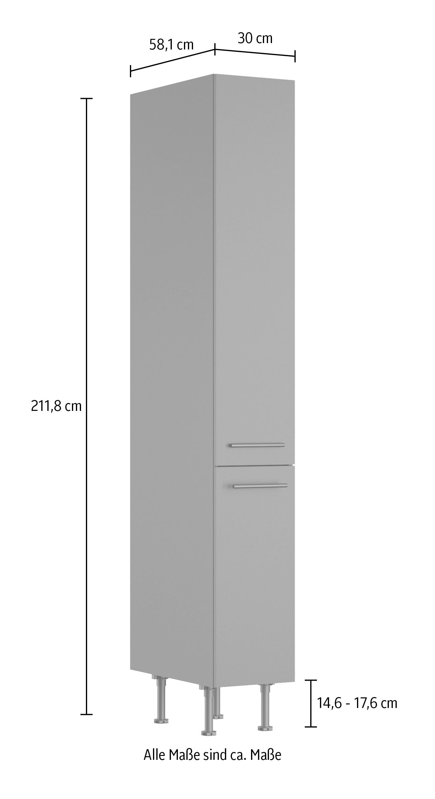 OPTIFIT Apothekerschrank Breite 30 cm, mit 2 Auszügen, höhenverstellbare Füße