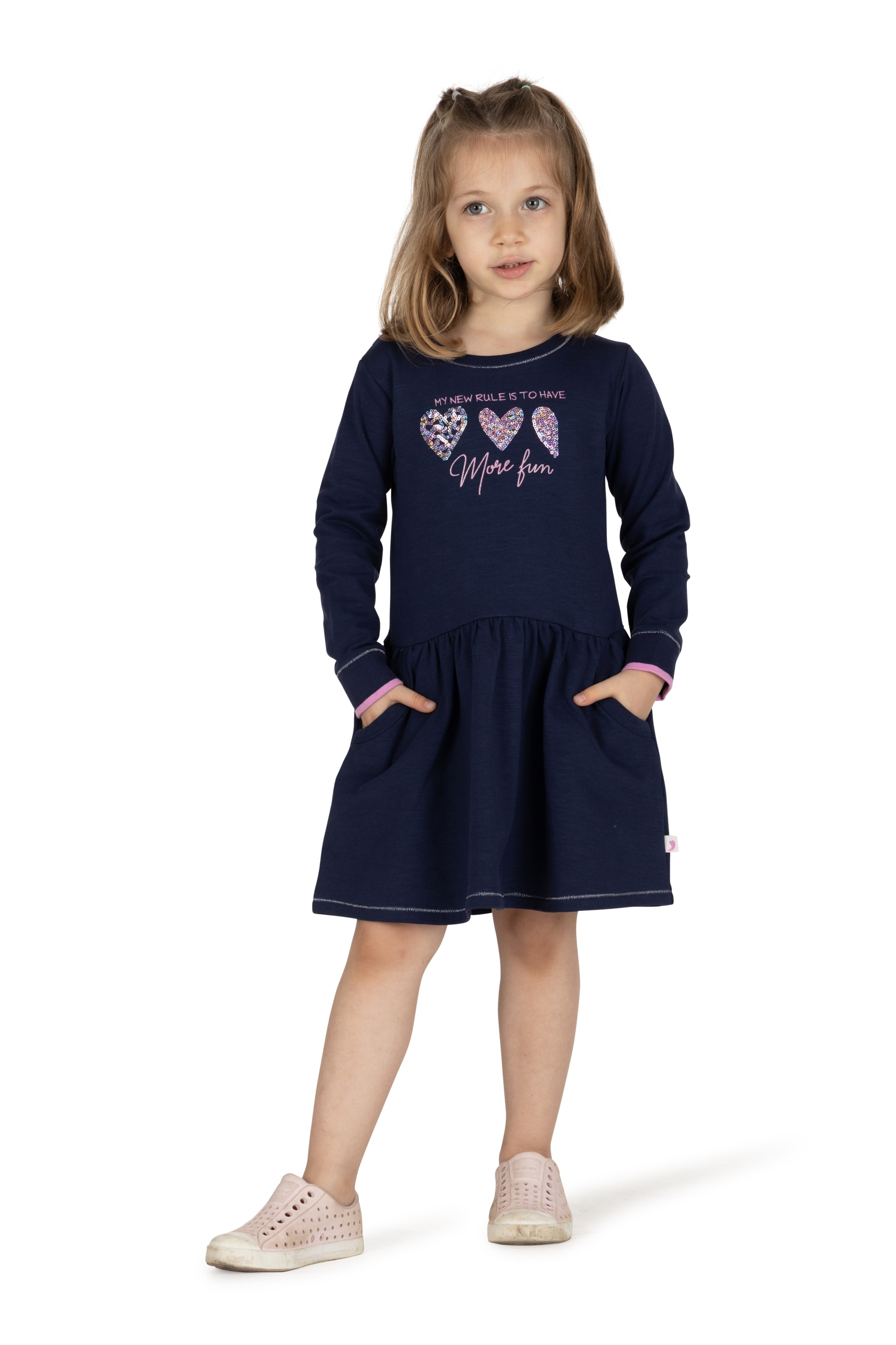 Jerseykleid »More Fun Hearts«, mit Pailletten und Stickerei