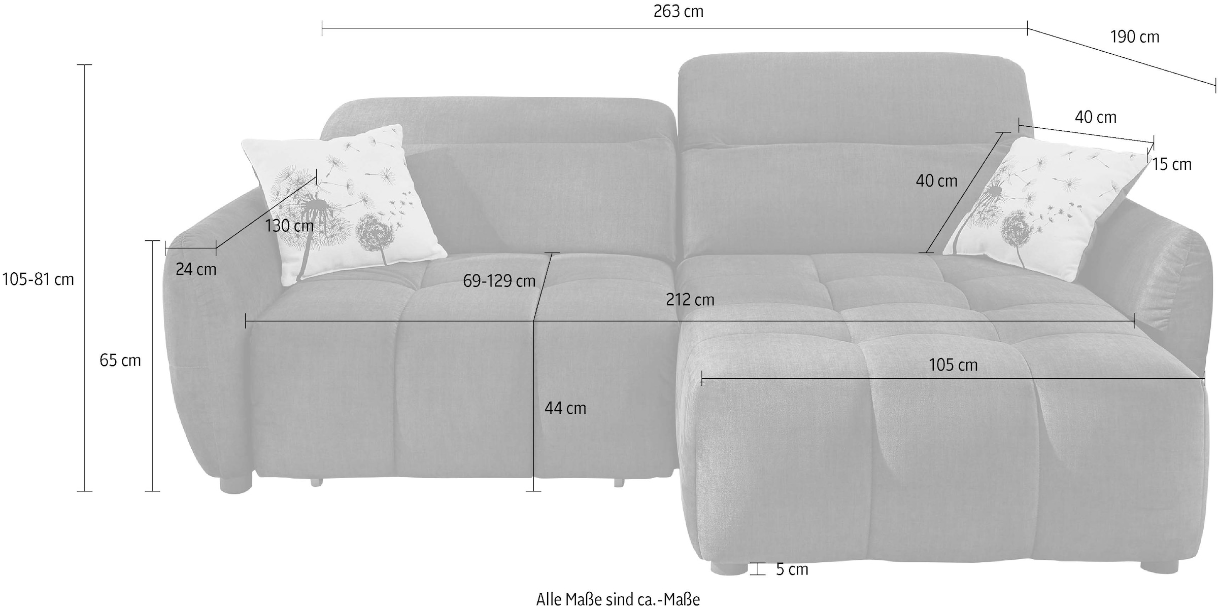 Jockenhöfer Gruppe Ecksofa »Zoom, 60cm elektromotorische Sitztiefenverstellung«, 140kg Belastbarkeit, USB-Ladeports, Ottomane links/ rechts montierbar