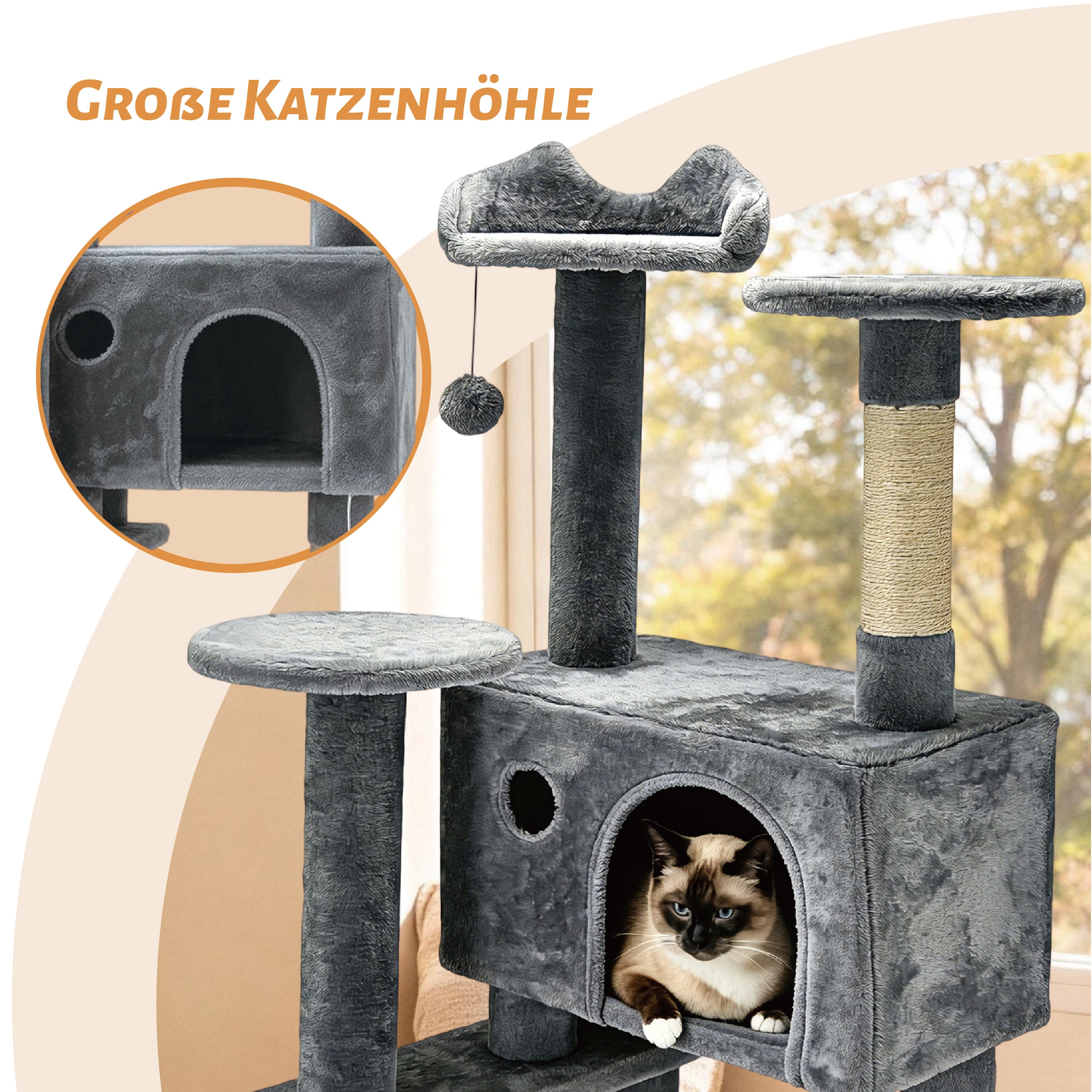 OTTO home Kratzbaum »Kitty« 178 cm hoch stabile Spanplatte, robuster Sisal und kuscheliger Plüsch