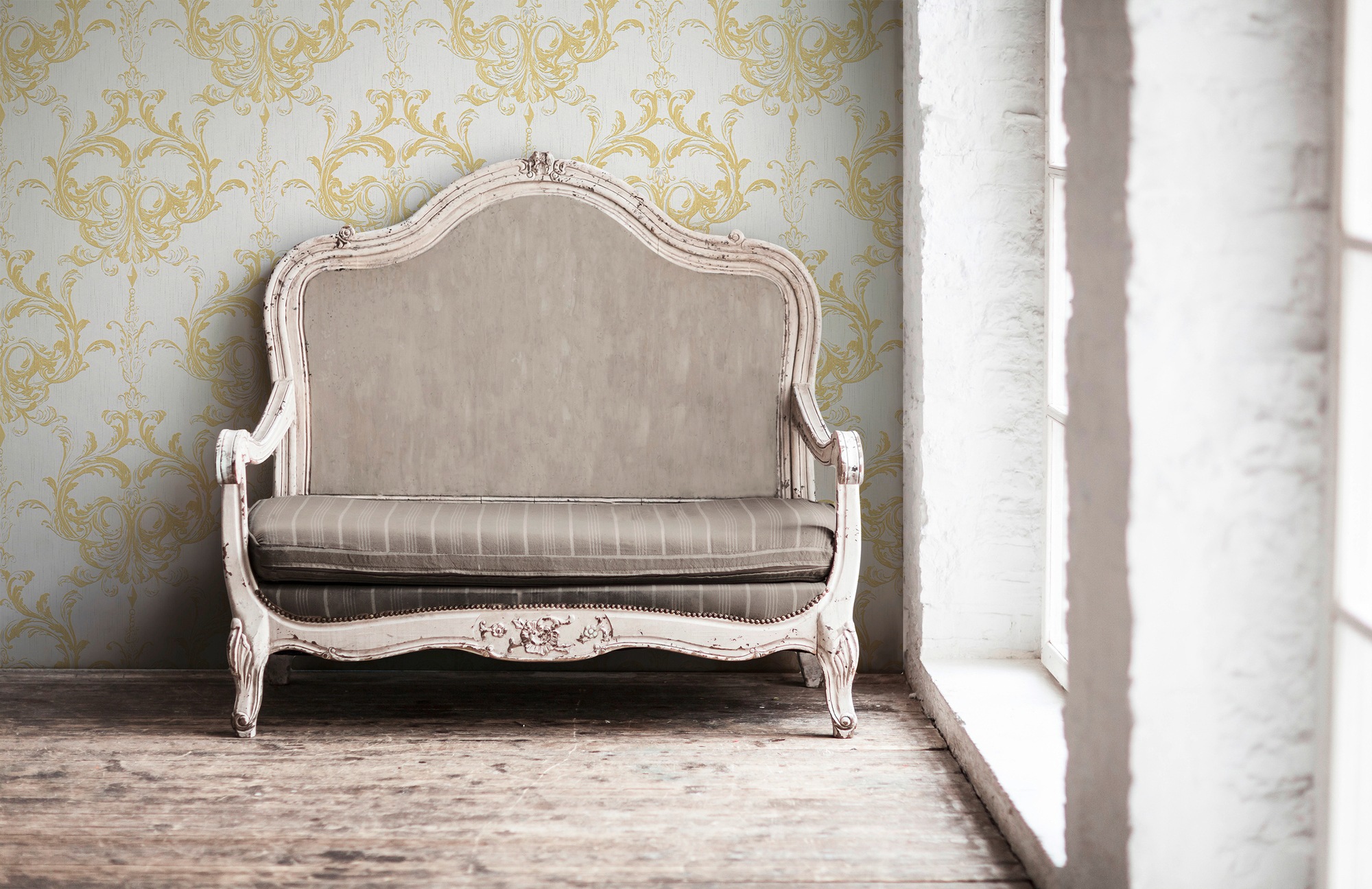 Architects Paper Textiltapete »Tessuto«, Barock-ornamental-gemustert, Tapete Streifen Tapeten Wohnzimmer Schlafzimmer Küche modern Design