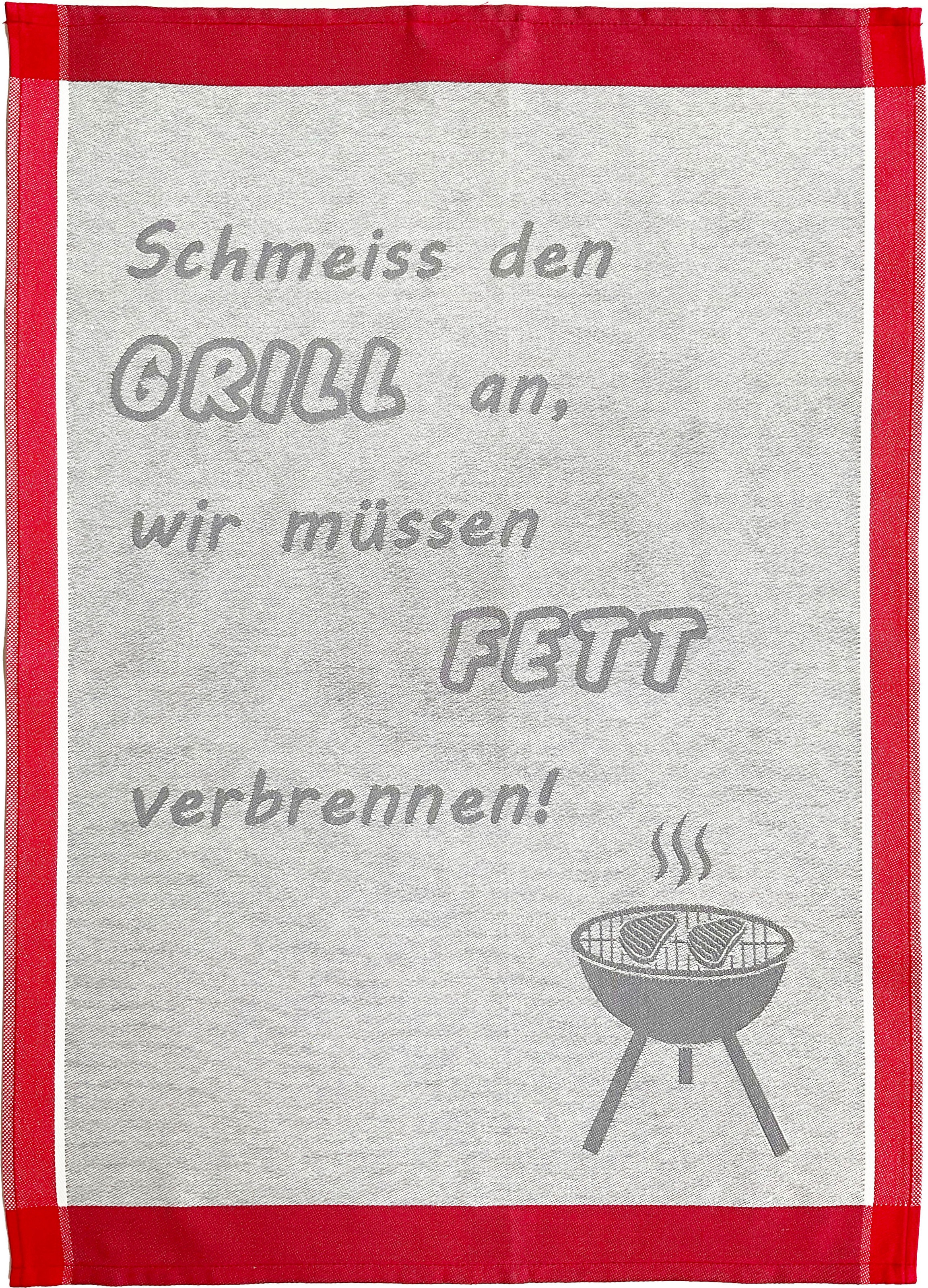 ROSS Geschirrtuch "Schmeiss den Grill an, wir müssen Fett verbrennen" Sprüc günstig online kaufen