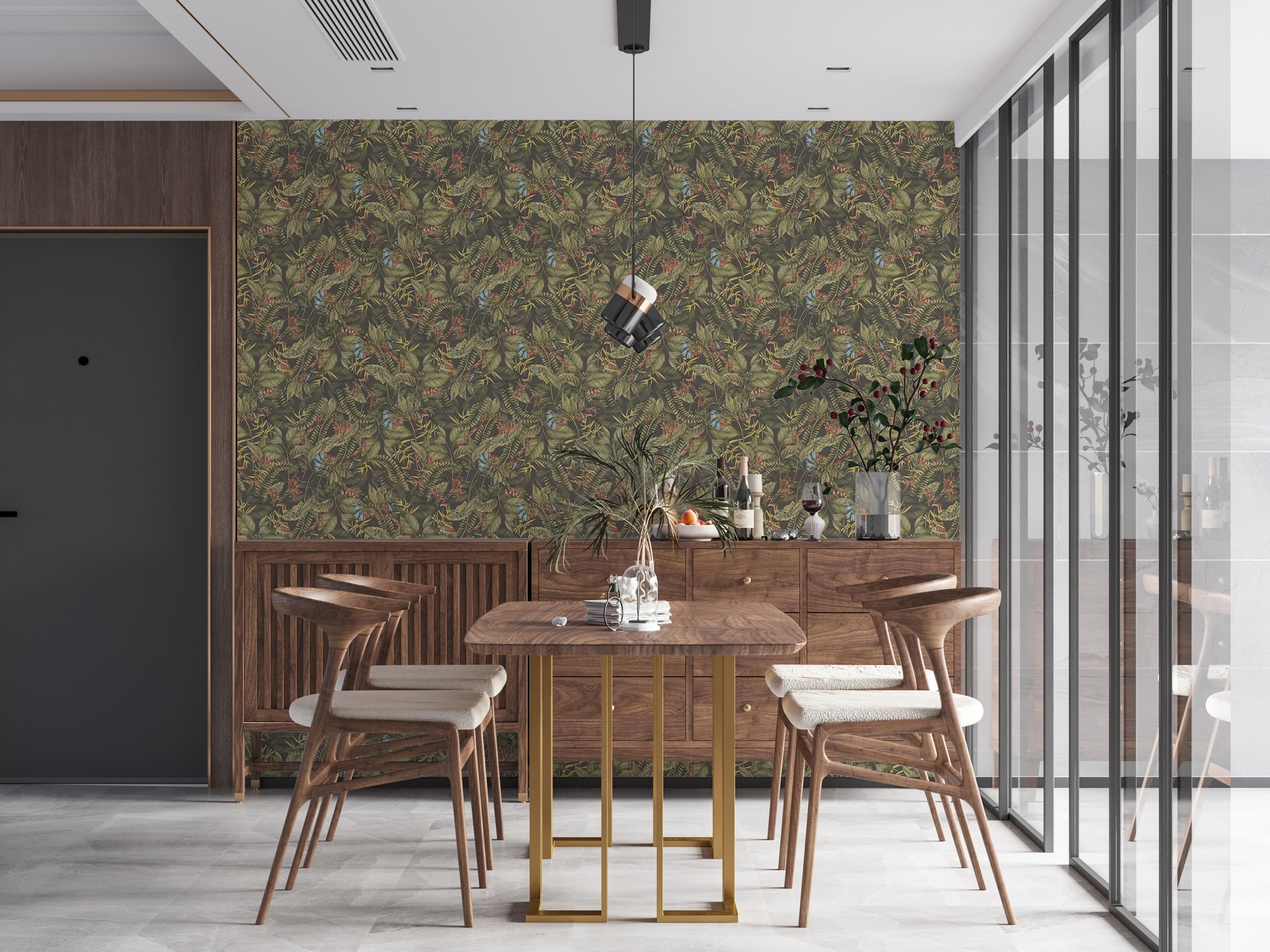 living walls Vliestapete »Drawn Into Nature Dschungel-Tapete Mustertapete Floral Dschungeloptik«, matt, Vliestapete Dschungel für Schlafzimmer Küche Wohnzimmer Dschungel Flur