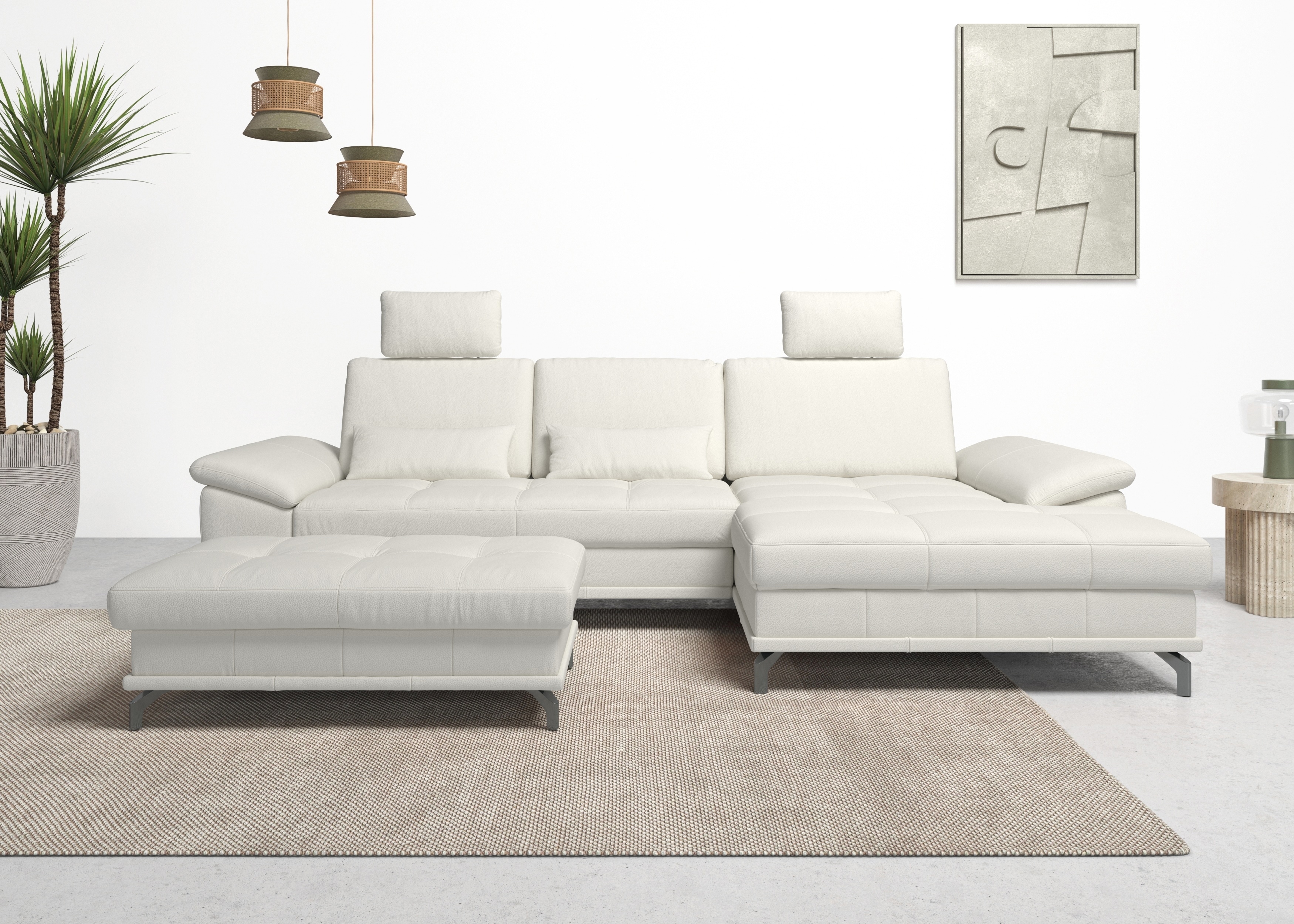 OTTO home Ecksofa "Costello L-Form, B: 301cm, Sitztiefen & Armteilverstellung, Federkern" 3 Nierenkissen, optional Schlaffunktion & Bettkasten