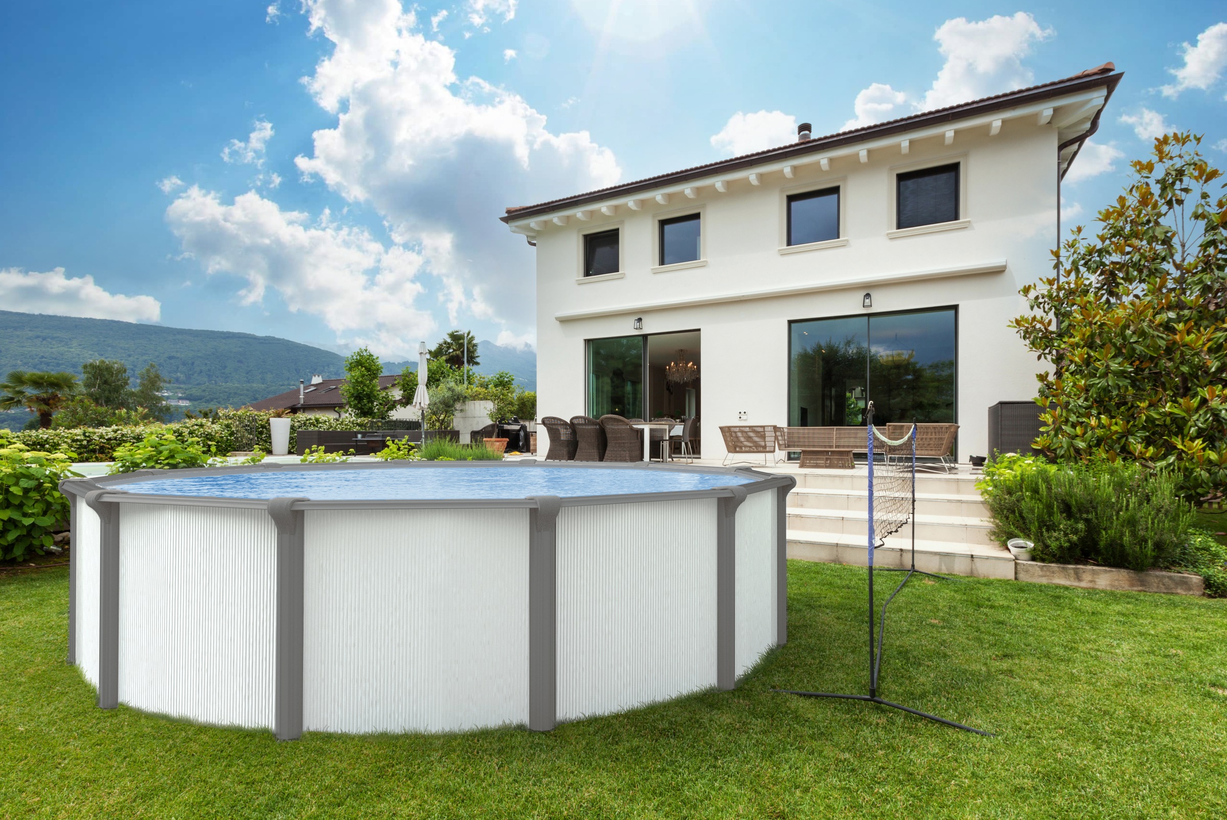 KWAD Rundpool "Green line Evolution" 4,6x1,32 white- design Folie in blau, günstig online kaufen
