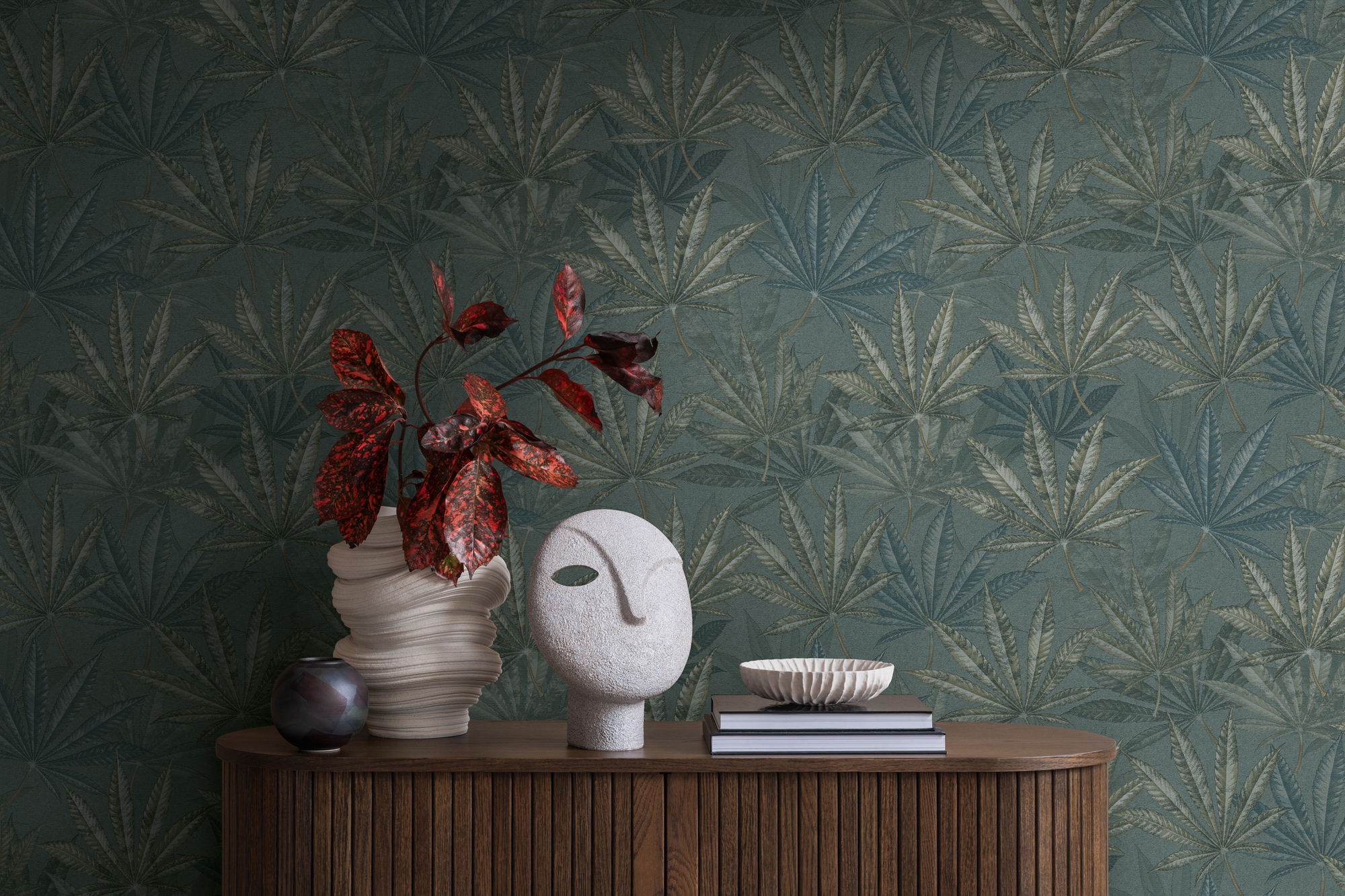 living walls "Michalsky 6 florale Tapete Mustertapete Blätter Blattmuster" matt strukturiert Vliestapete Blatt-Motiv für Schlafzimmer Küche Wohnzimmer Floral Flur