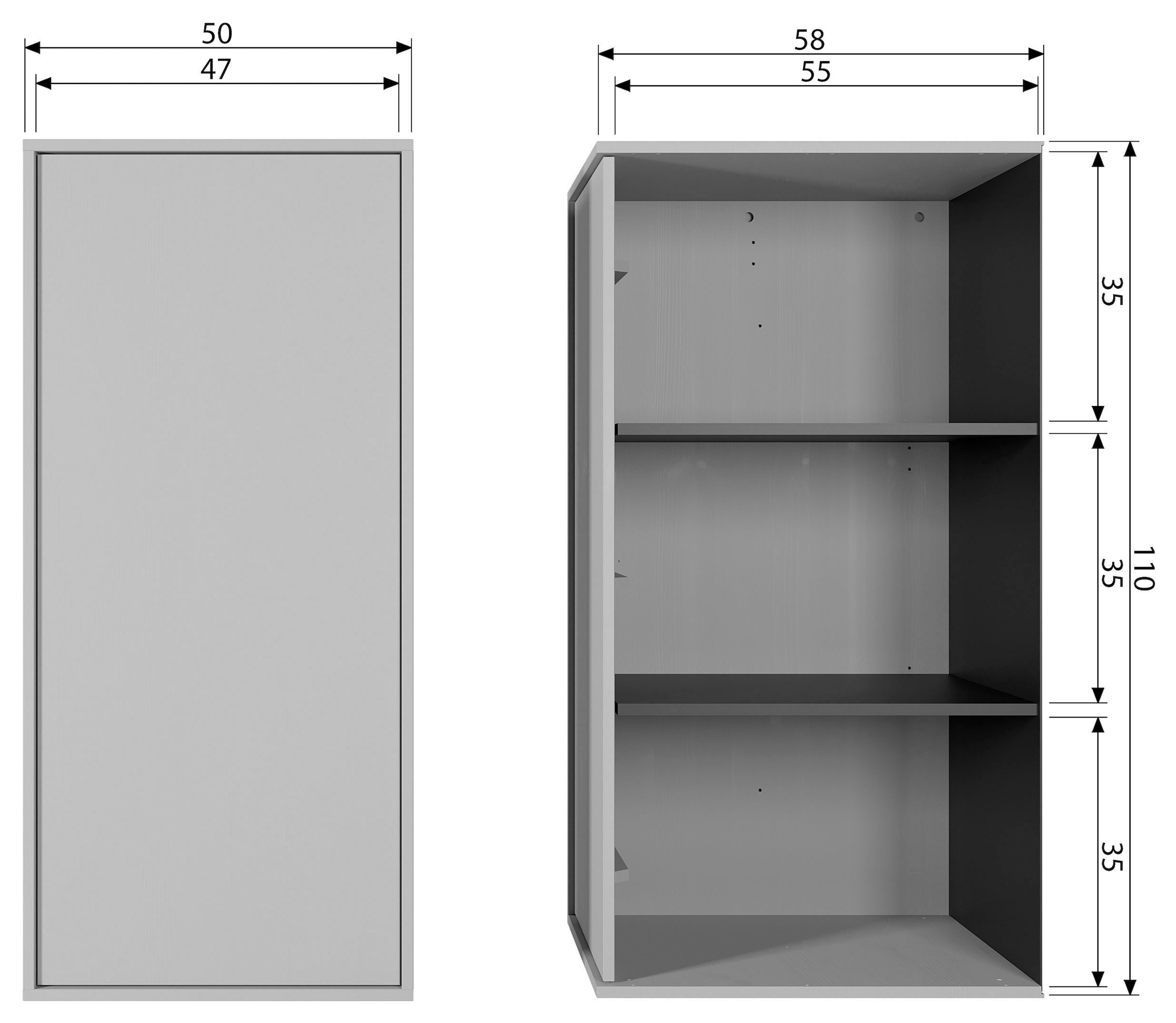 WOOOD Highboard »Daily Hochkommode«, Kommode mit Push-to-Open Funktion, Höhe 110 cm, Breite 50 cm