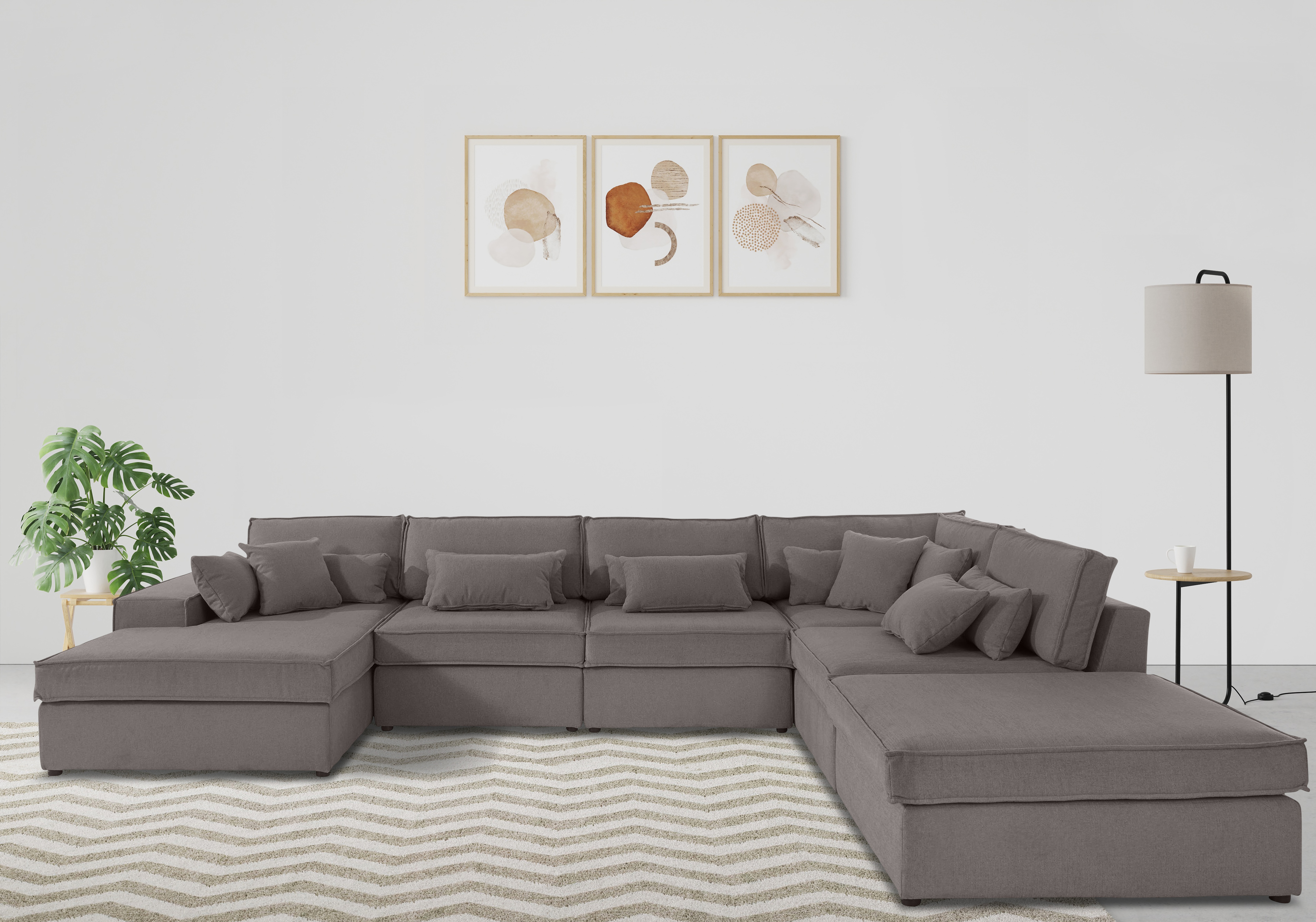 OTTO home Wohnlandschaft "Florid U-Form" 6 Teile, bestehend aus Modulen, viele Bezugsqualitäten, auch in Cord