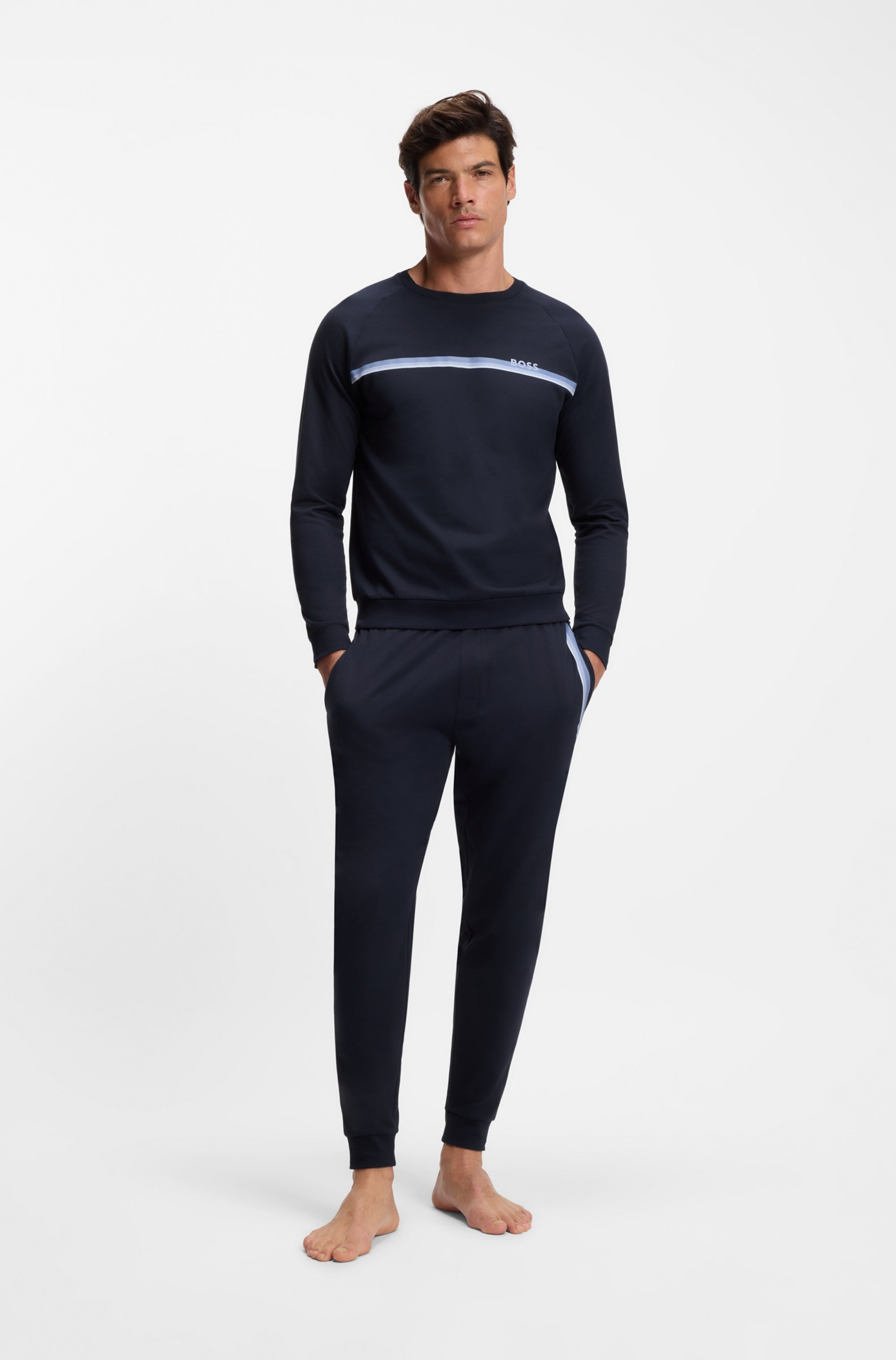 Thumbnail - BOSS Sweatshirt "Authentic", aus Baumwoll-Terry mit Streifen und Logo